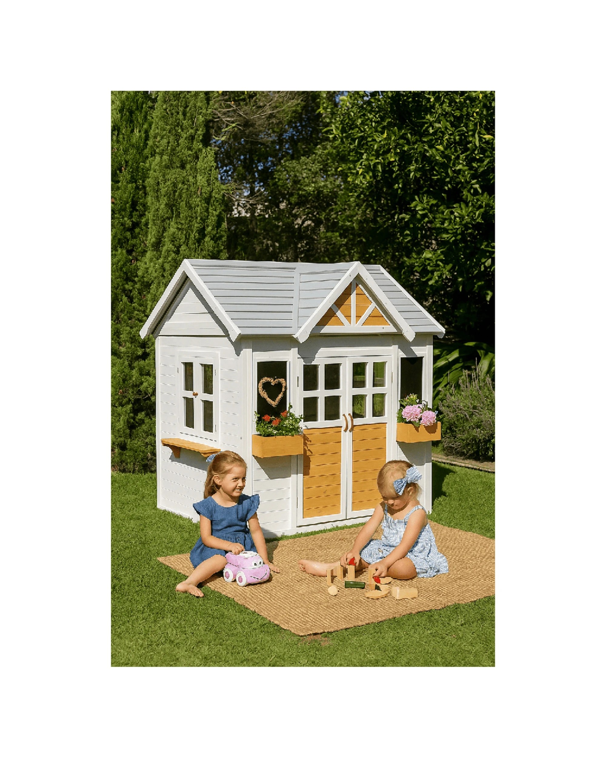 2 KIDZSHACK Country Kids Cubby House Planter Boxes Blackboard 3y+ - White, 2 of 5