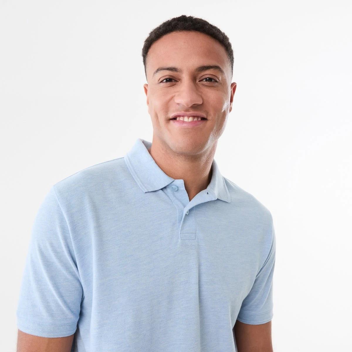 4 Pique Polo Shirt FOG BLUE MARLE, 4 of 5