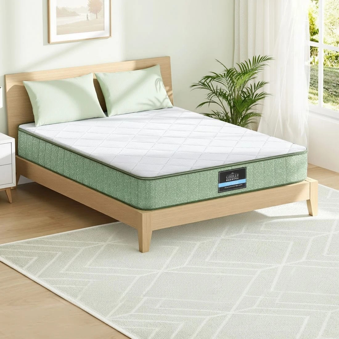 4 Giselle 25cm Memory Foam Mattress Dual Layer Zipper Cover Cool Charcoal Foam - Queen Bed - Green, 4 of 10