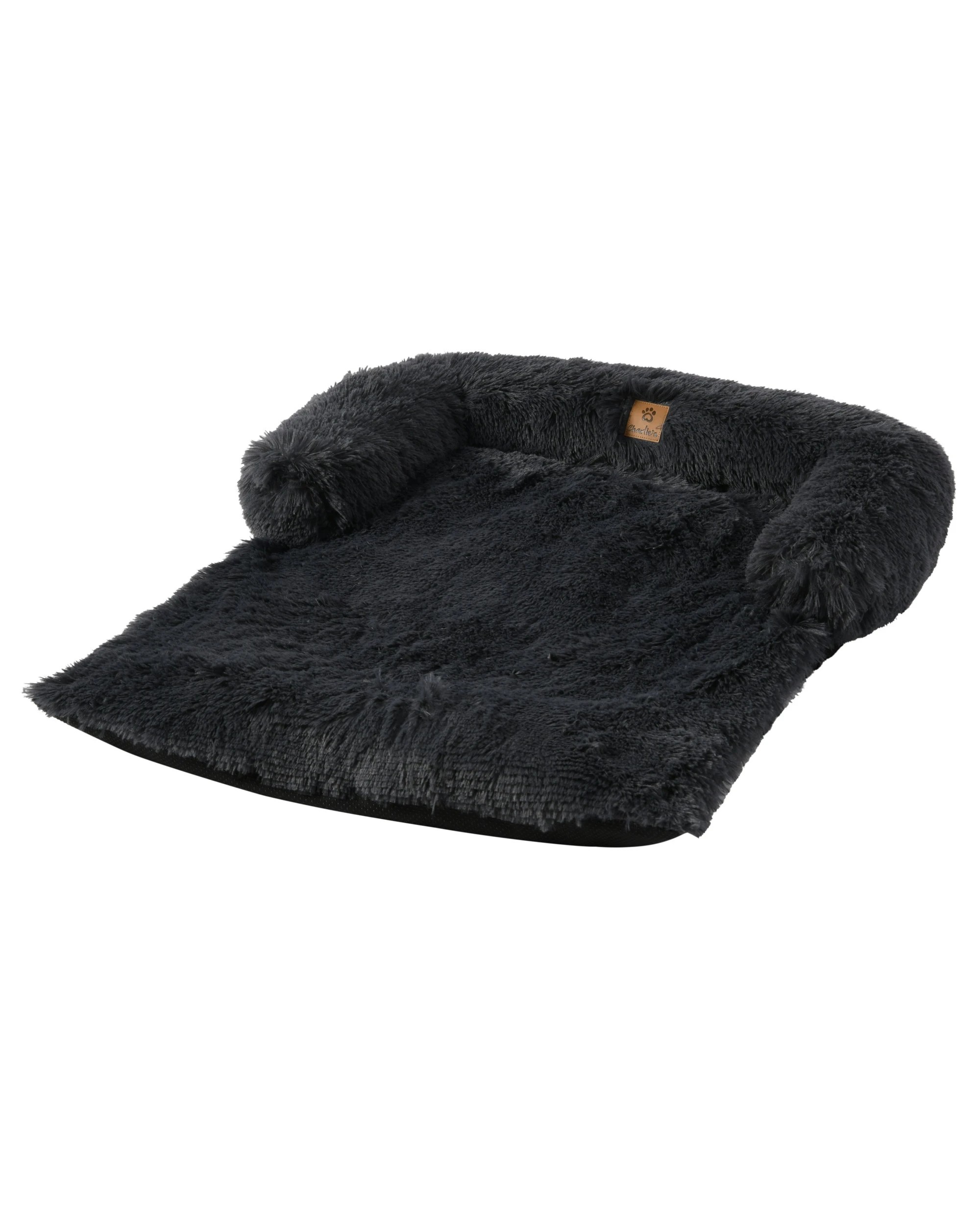 4 Charlie's Shaggy Faux Fur Bolster Sofa Protector Calming Dog Bed XX-Large - Charcoal, 4 of 10