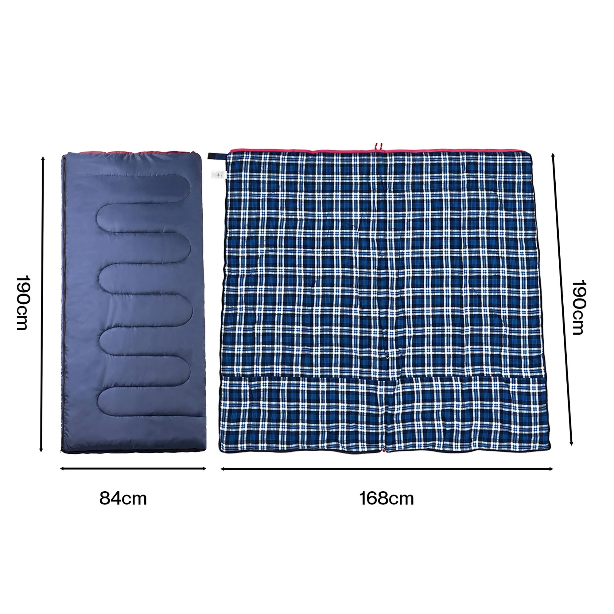 3 Mountview Cotton Flannel Sleeping Bags For Camping - Blue, 3 of 5