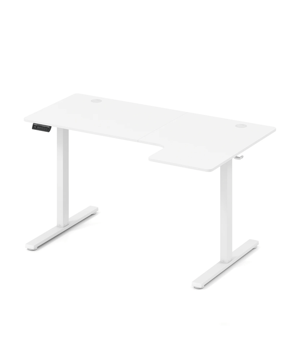 Costway L-Shaped Electric Standing Desk 140cm Computer Table w/Memory Controller - White