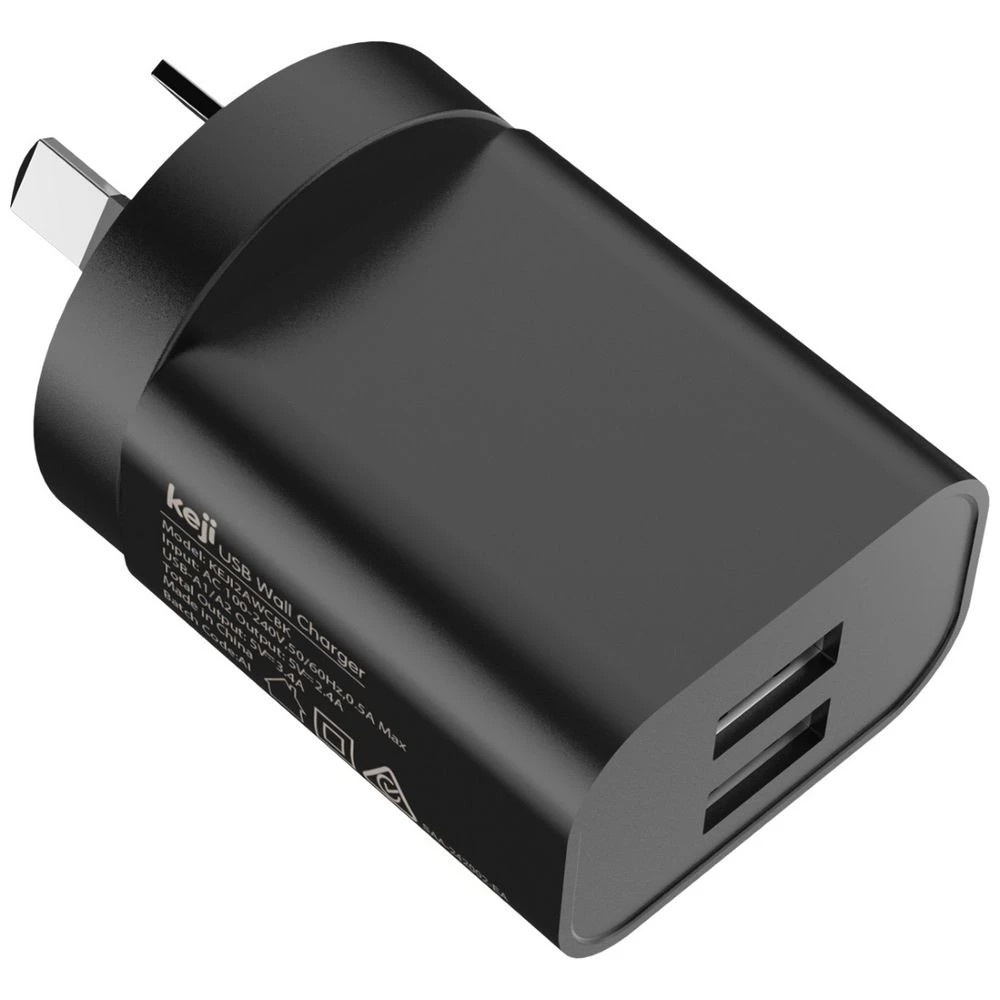 4 Keji USB-A 17W Dual Wall Charger Black, 4 of 7