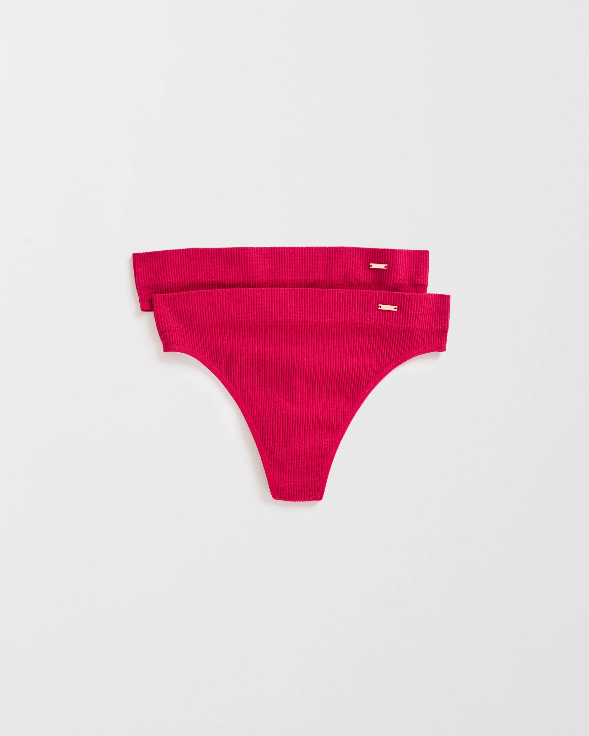 6 Lily Loves 2 Pack Ribbed Seamfree High Waisted G-String Briefs WINEBERRY, 6 of 10