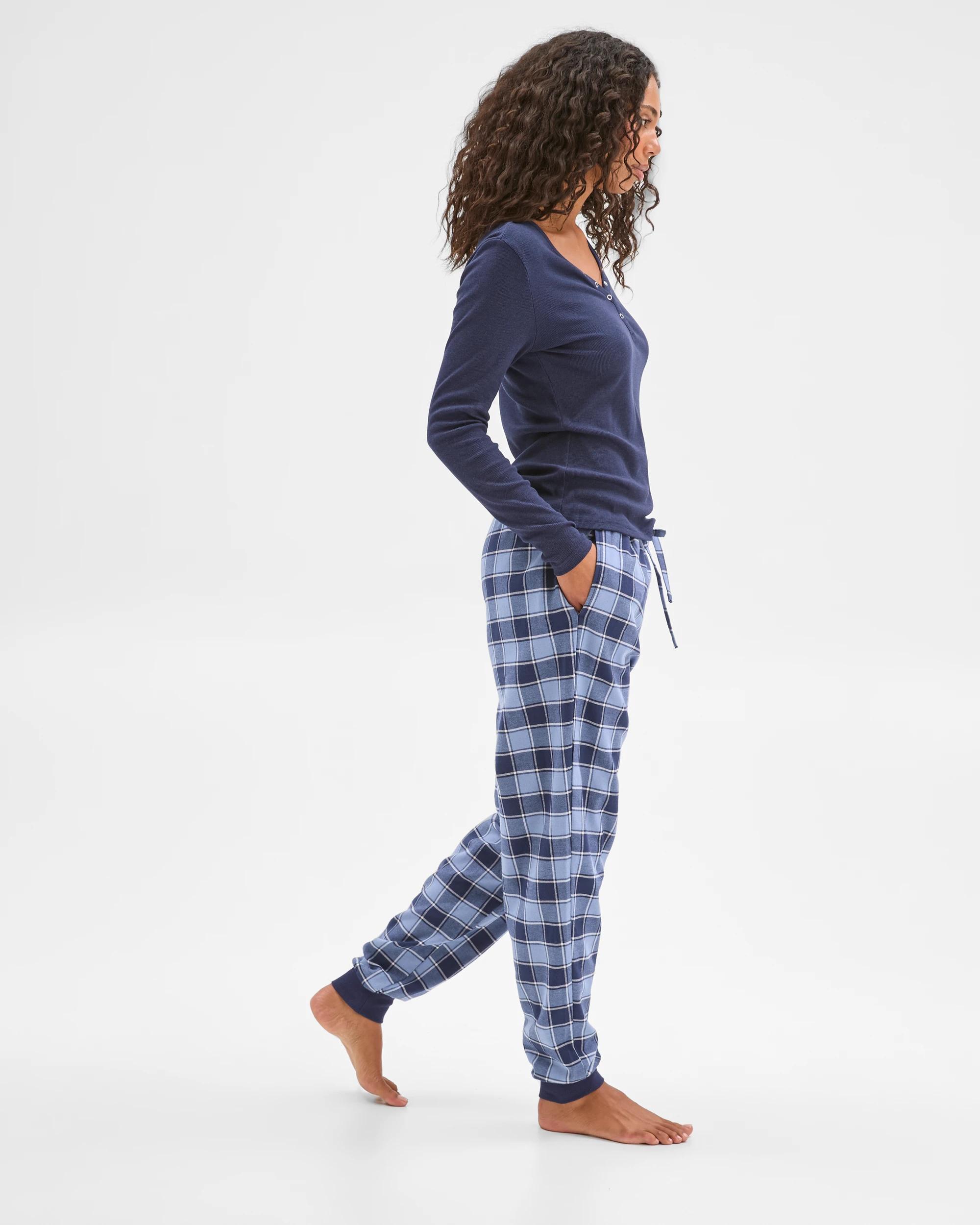 4 Target Woman Australian Cotton Flannelette Jogger Sleep Pants NAVY BUFFALO CHECK, 4 of 6