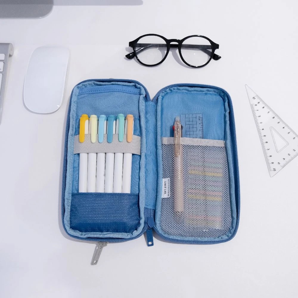 3 Smart Fit Twin Zip Pencil Case Blue, 3 of 5