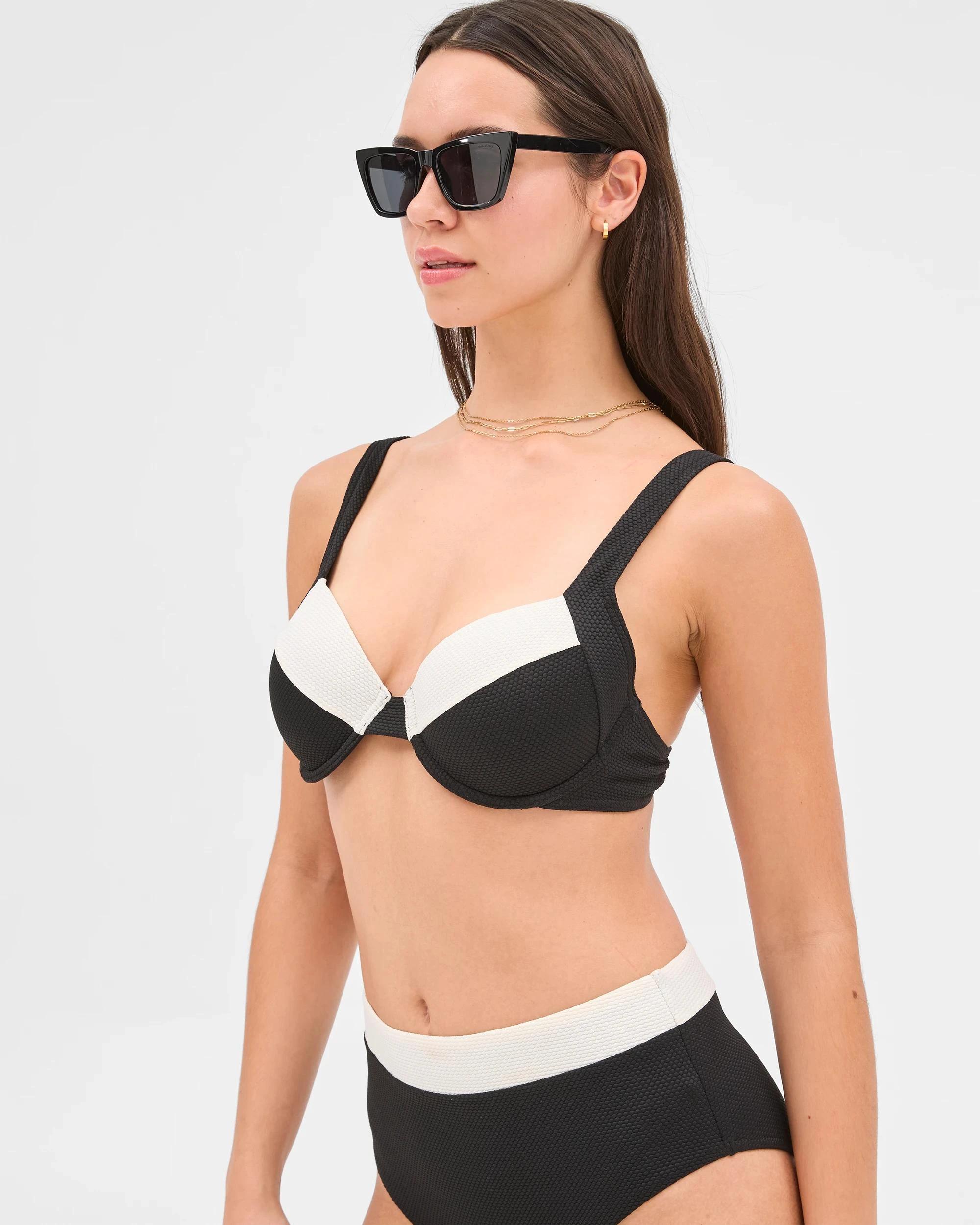 6 Target Balconette Honeycomb Underwire Bikini Top - Shape Your Body BLACK / WHITE, 6 of 10