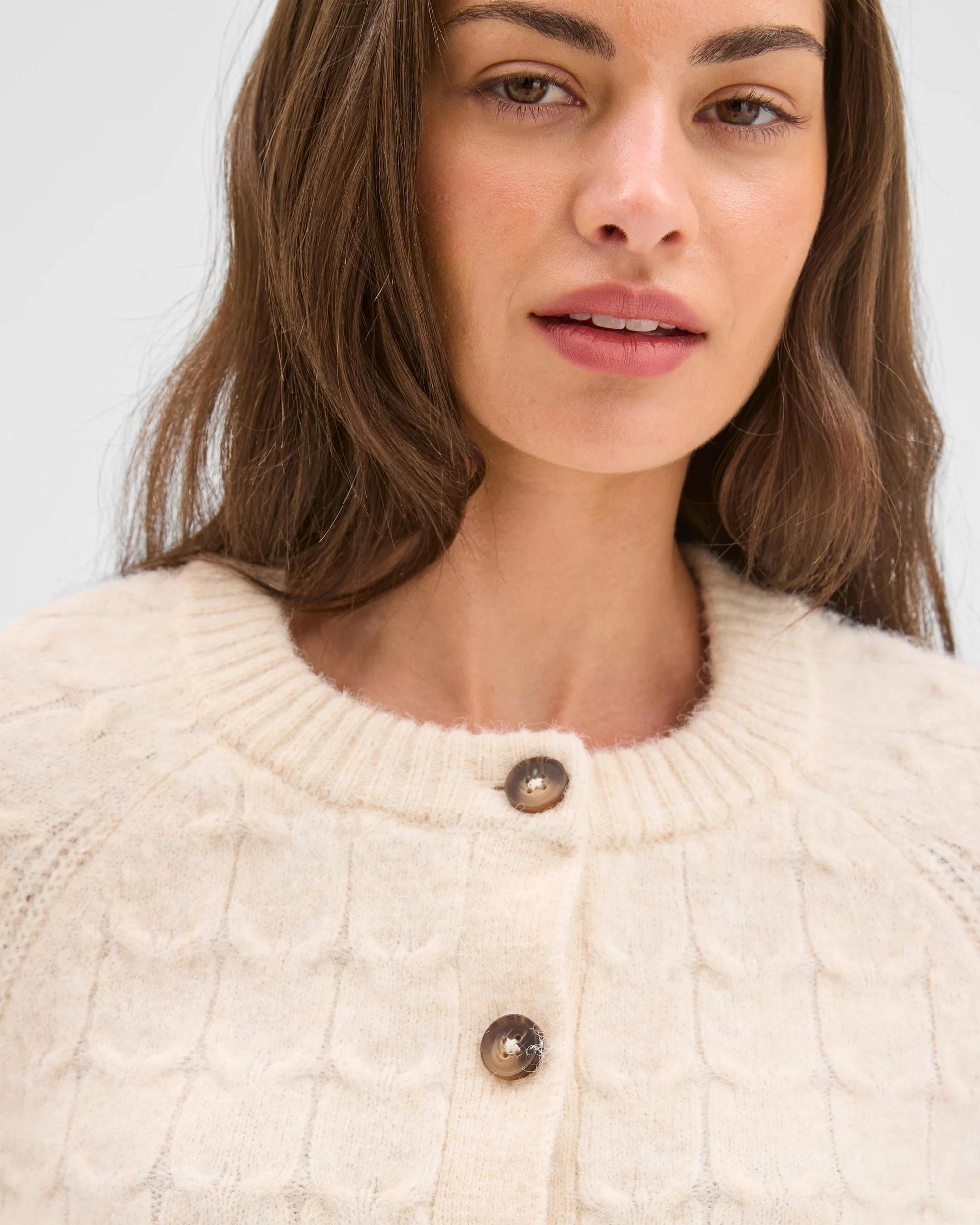 5 Target Petites Petites Showstopper Cable Knit Cardigan CREAM, 5 of 6