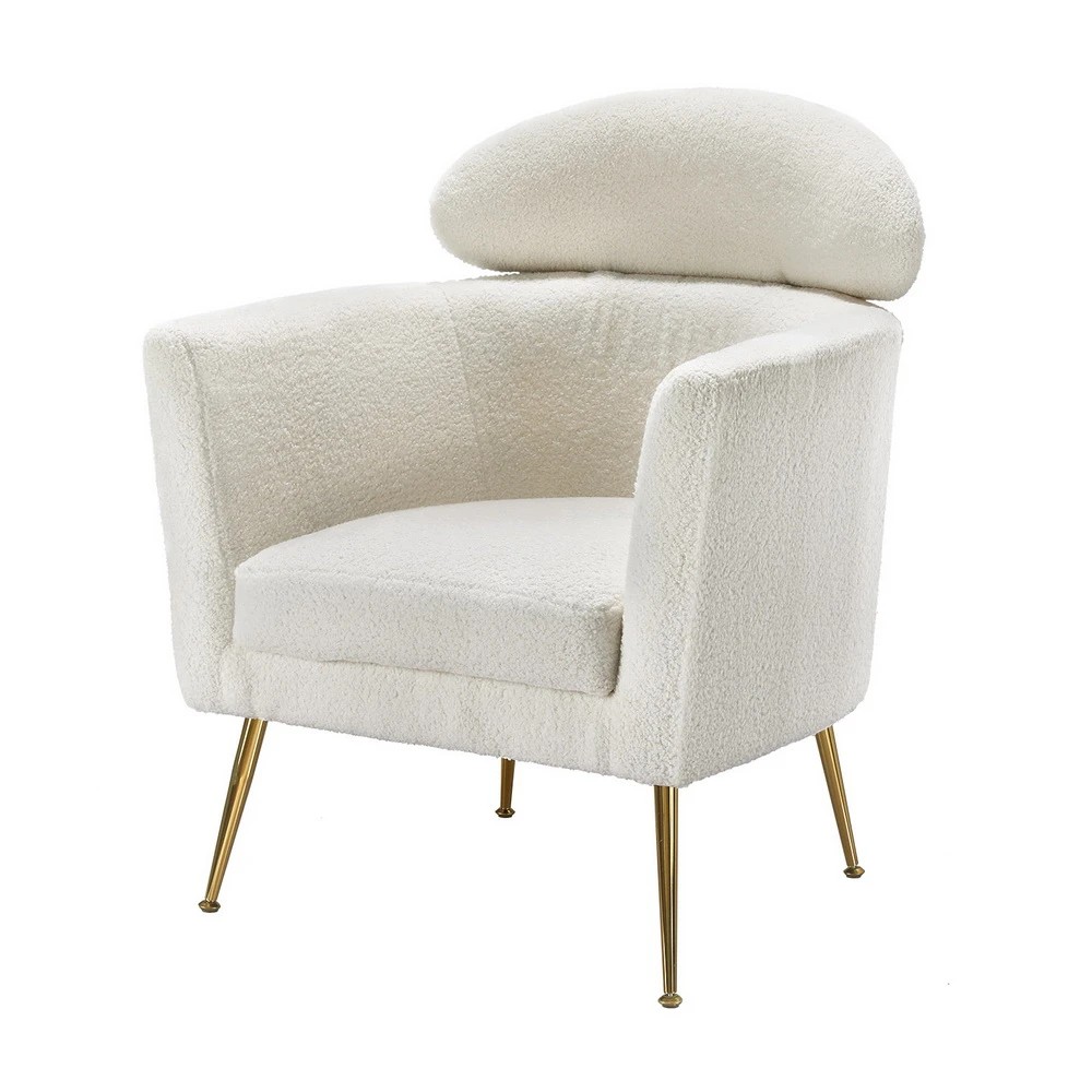 1 Artiss Armchair Boucle Fabric  Yoli - White, 1 of 5