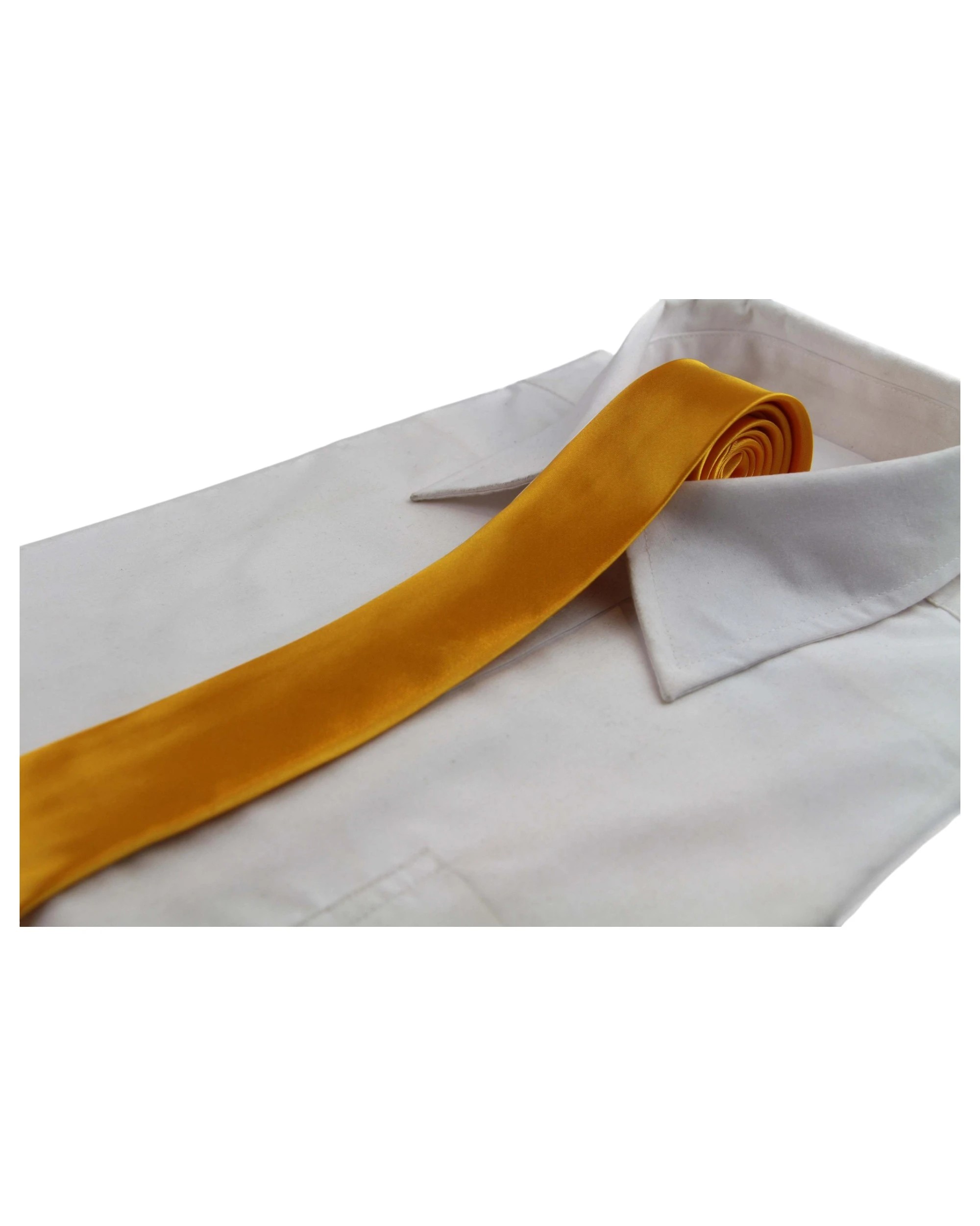 1 Zasel Mens Warm Yellow 5cm Skinny Plain Neck Tie - Yellow - Yellow, 1 of 1
