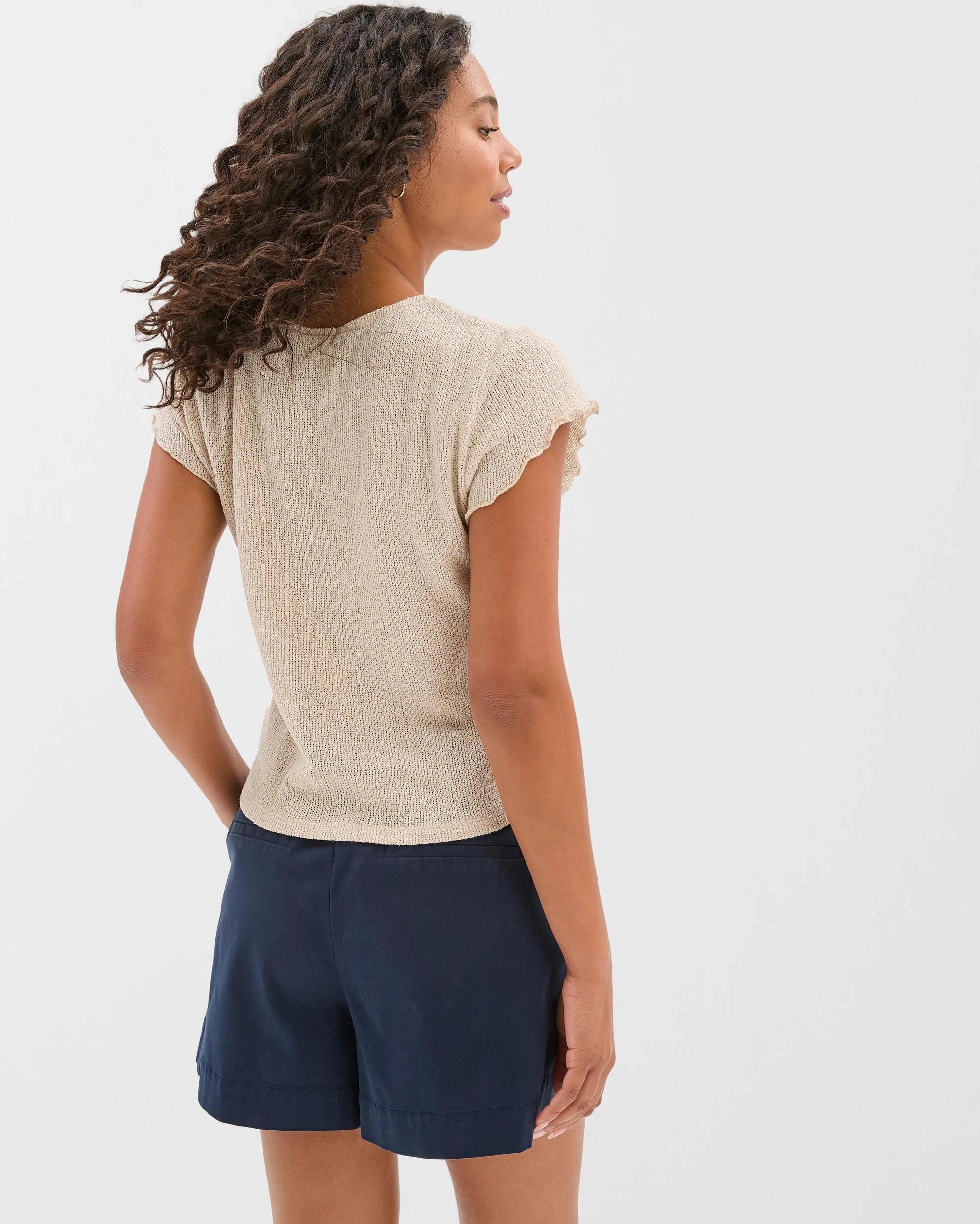 4 Target Australian Cotton Blend Textured Crew T-Shirt LIGHT PEBBLE, 4 of 6