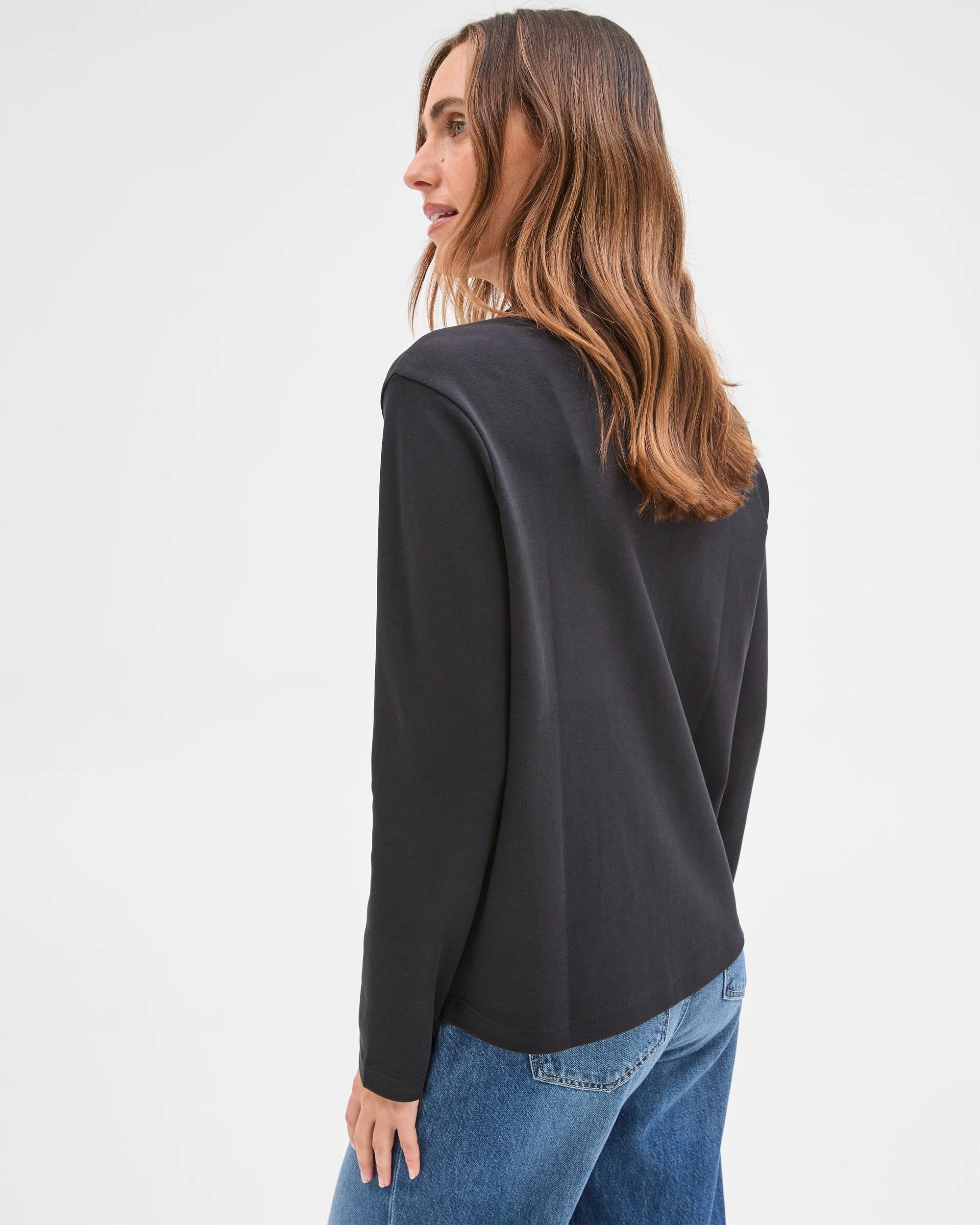 3 Target Woman Australian Cotton Classic Long Sleeve Crew Neck T-Shirt BLACK, 3 of 5