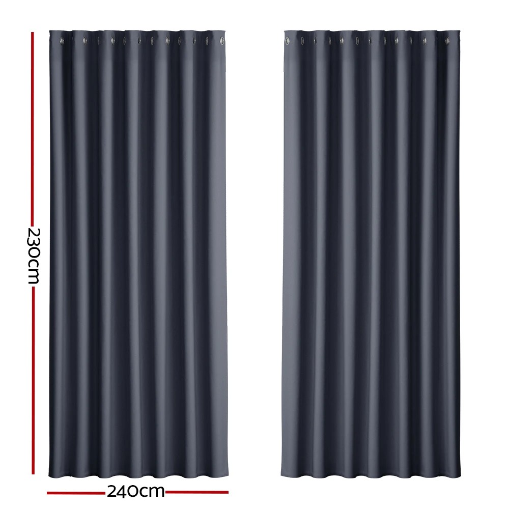 2 Artiss 2X Blockout Curtains Eyelet 240x230cm - Charcoal, 2 of 5