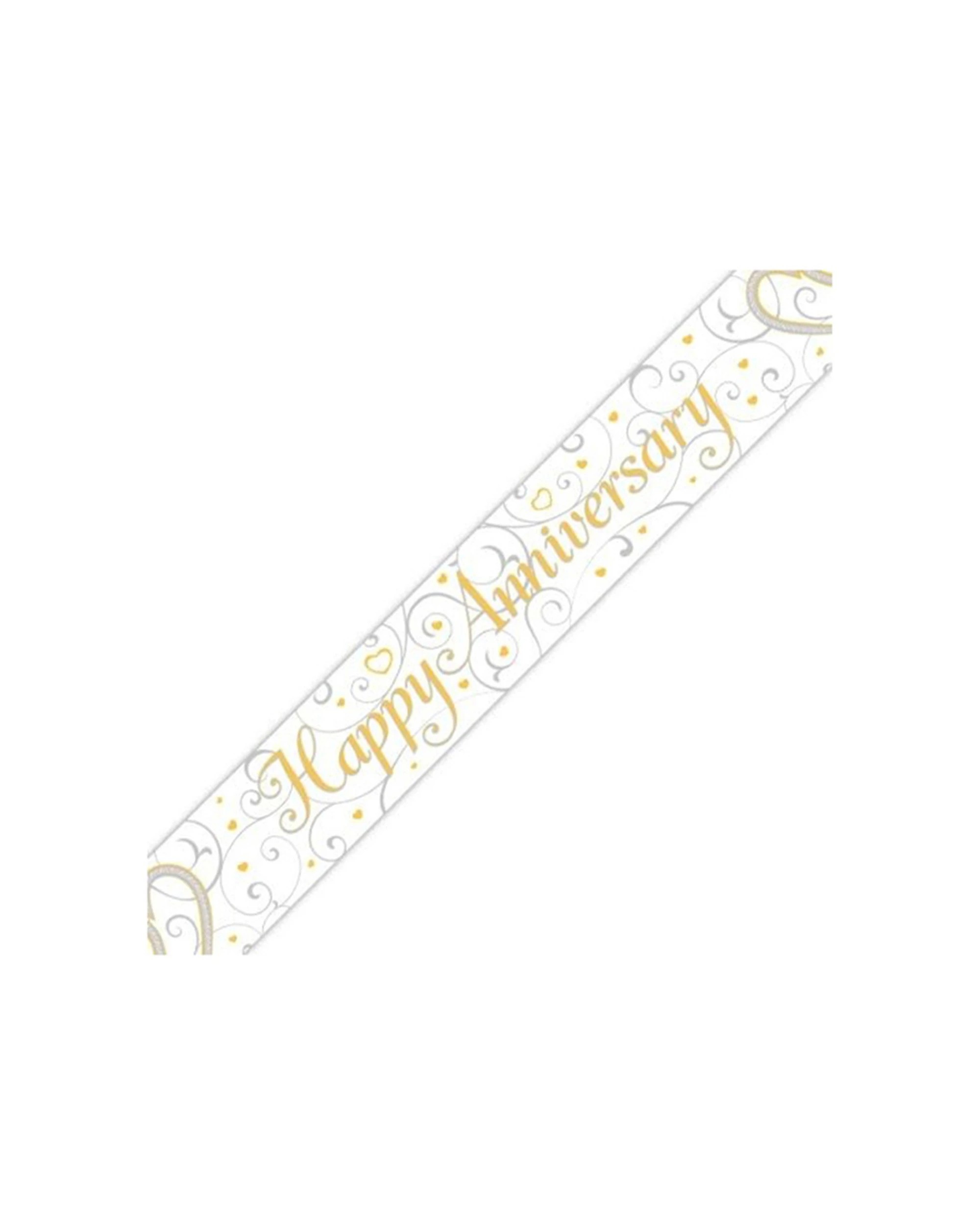 1 Alpen Happy Anniversary Banner Decoration Accessory  2.7m - Gold, 1 of 1