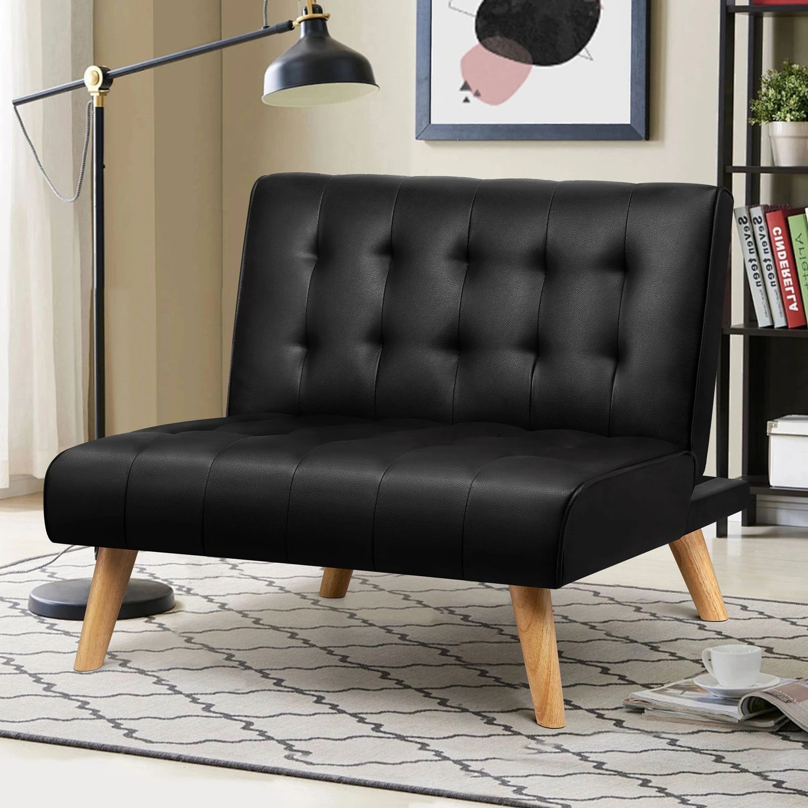 6 Alfordson Sofa Bed Lounge Chair Couch Single Seater Recliner Leather - Black, 6 of 10