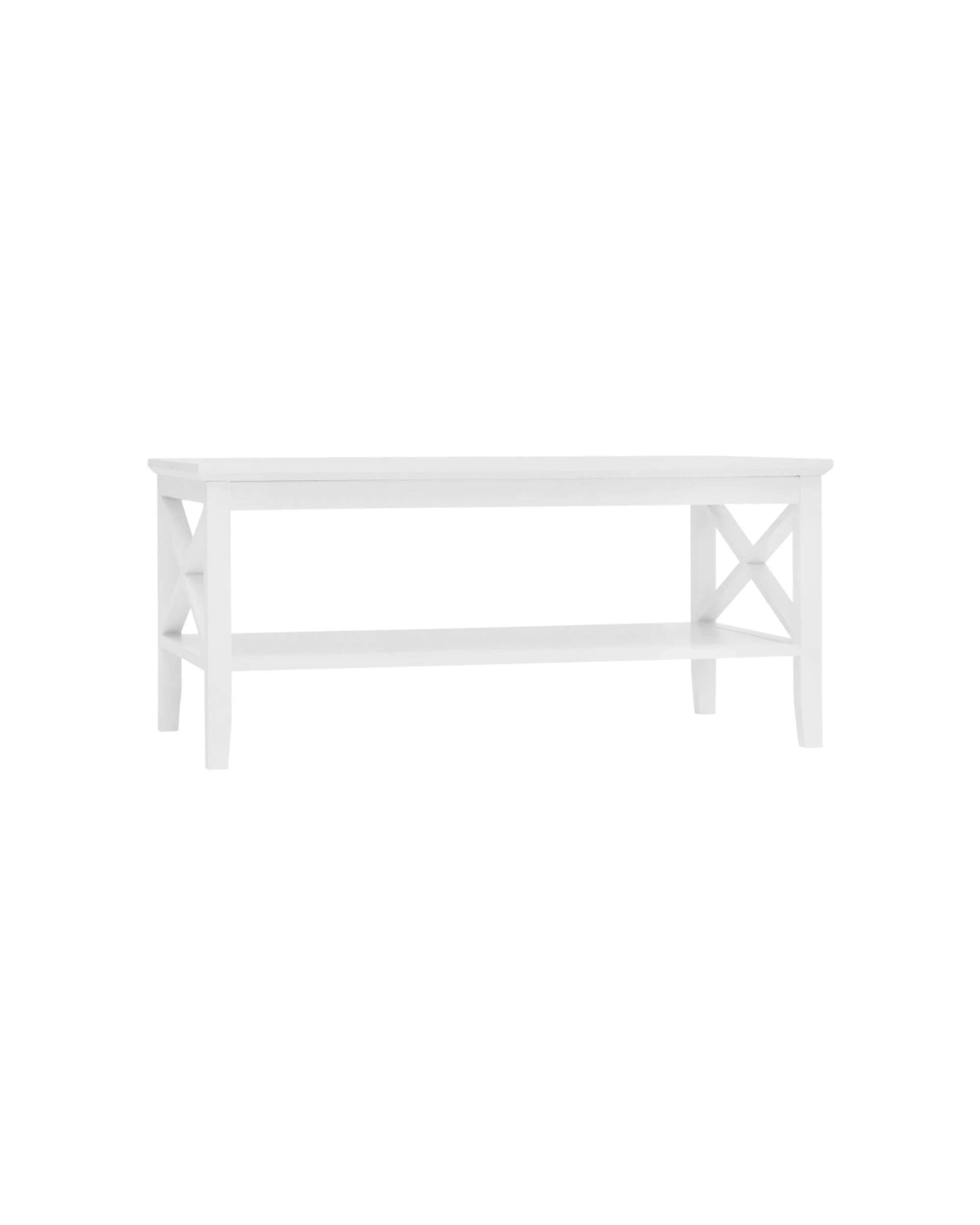1 Alpine Bay Long Island Rectangular Coffee Table 1 Shelf Matte Storage Unit - White, 1 of 5