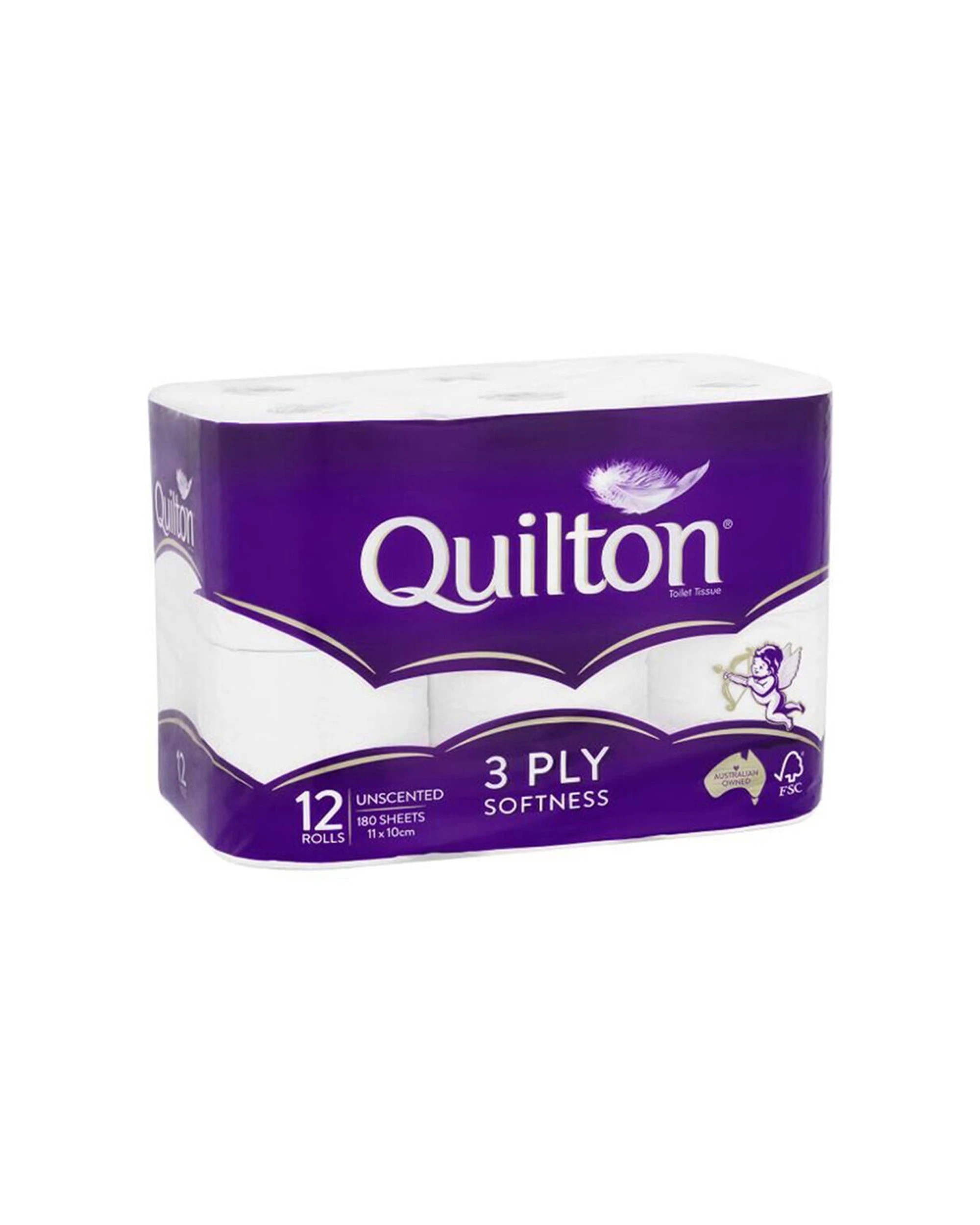 2 Quilton 5x 12pc Toilet Paper Tissue Towel Pack 3-Ply Softness - White, 2 of 2