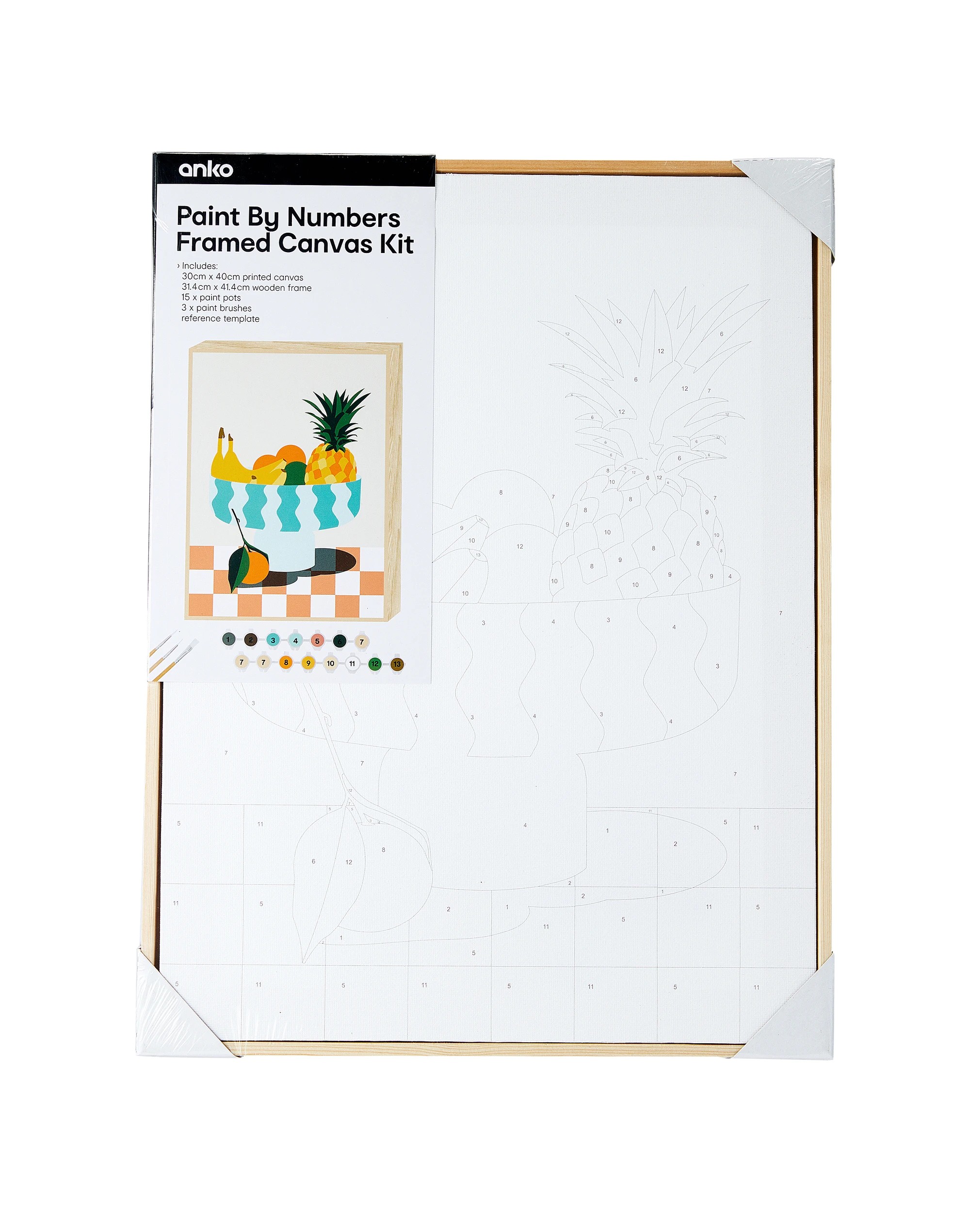 1 Paint by Numbers Framed Canvas Kit - Fruit Bowl, 1 of 3