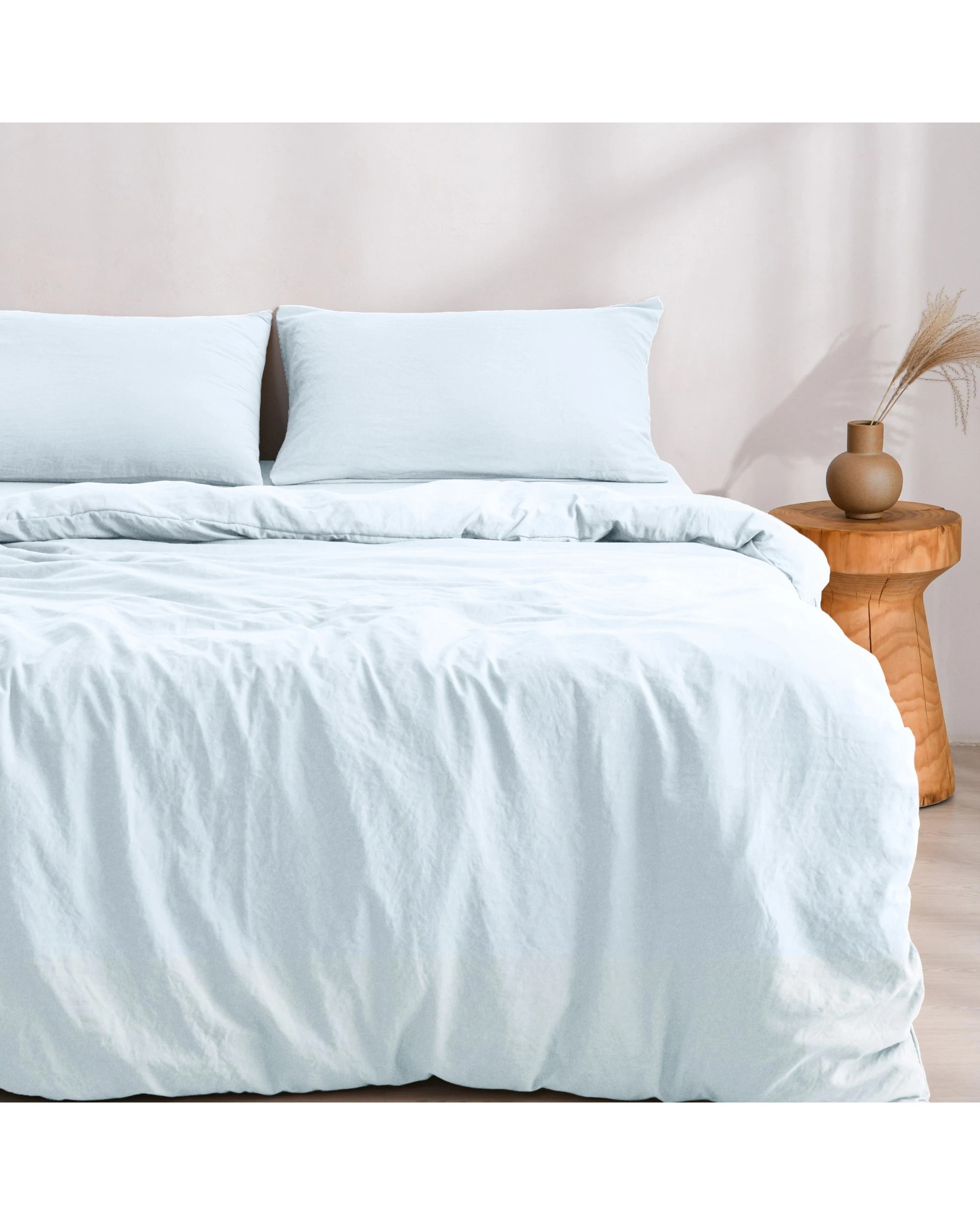 2 Dreamaker Superfine Washed Microfibre Quilt Cover Set - Queen Bed - Ice Blue, 2 of 7