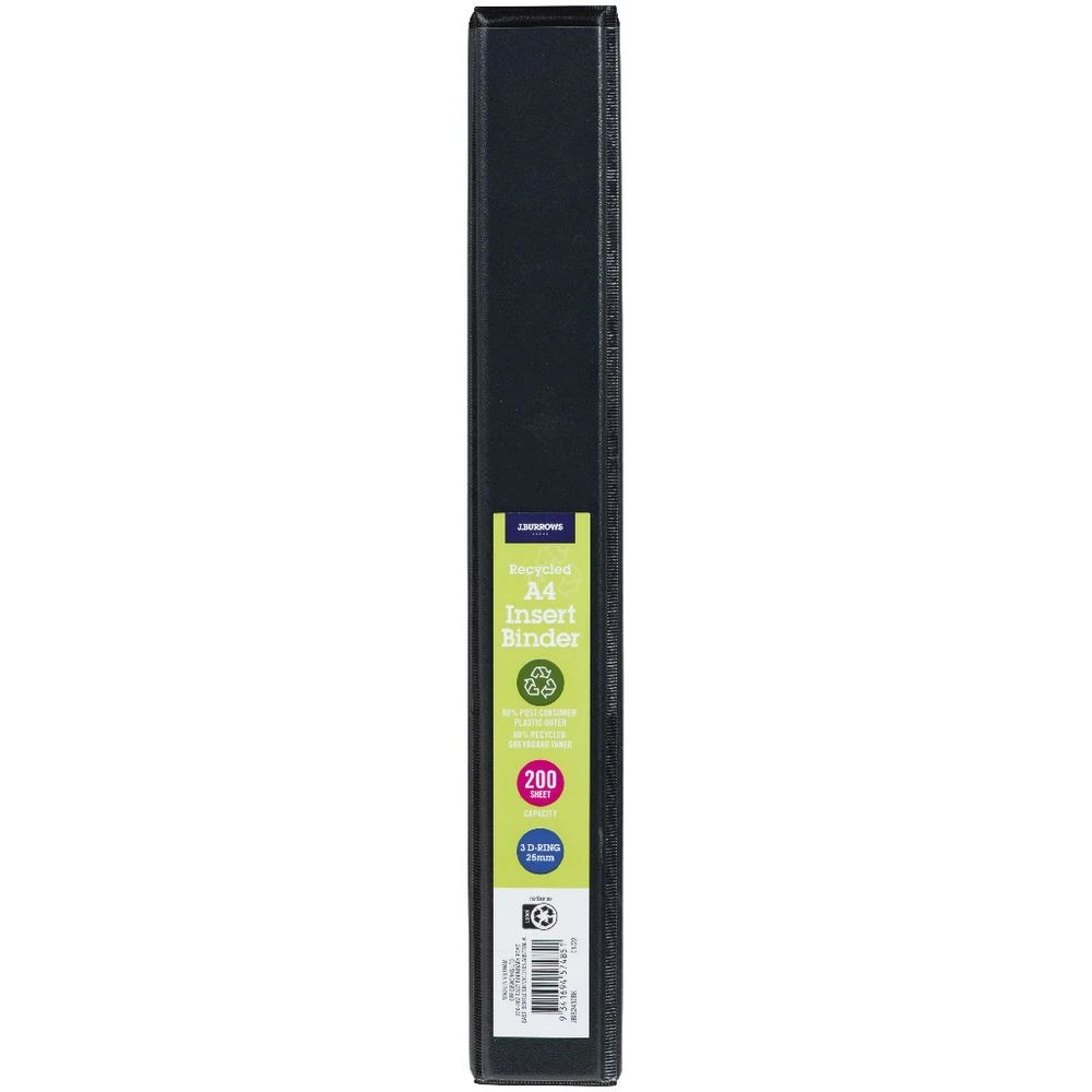 2 J.Burrows Insert Binder A4 3 D-Ring 25mm Black, 2 of 6