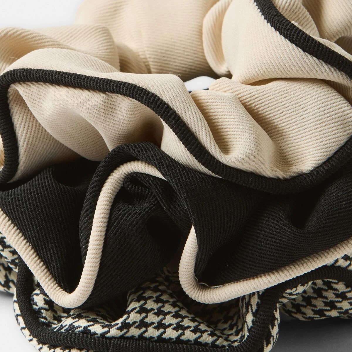 3 3 Pack Black and White Contrast Trim Hair Scrunchies, 3 of 5