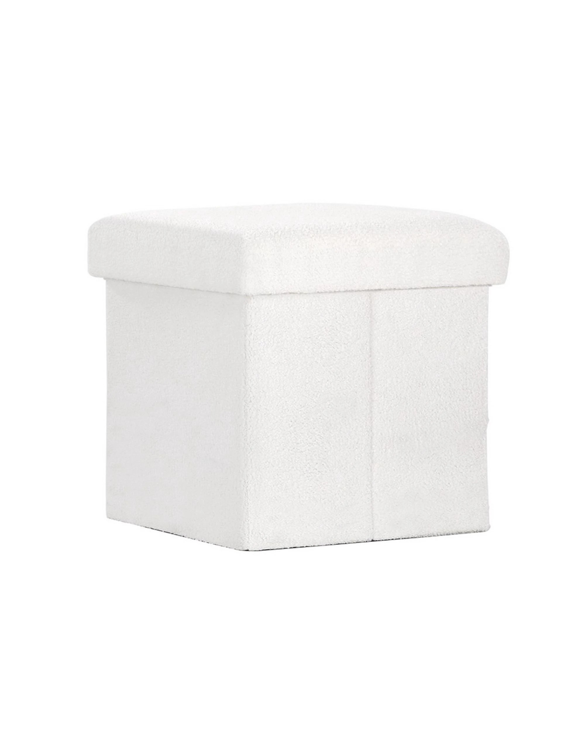 1 Artiss Ottoman Storage Foot Stool Vanity Square Teddy
 - White, 1 of 3