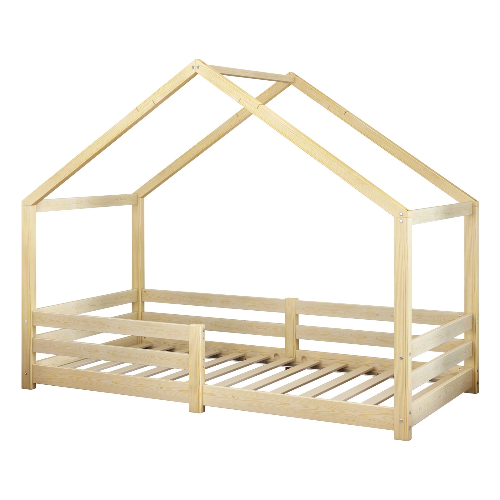 6 Alfordson Kids Bed Frame Wooden Timber Single House Frame Platform Base - Natural, 6 of 7