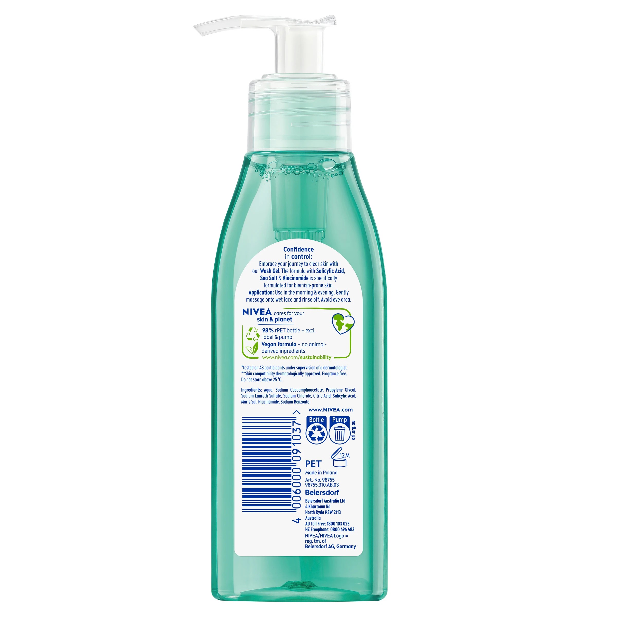 2 Nivea Derma Skin Clear Wash Gel 150ml - Salicylic Acid, Sea Salt and Niacinamide, 2 of 8
