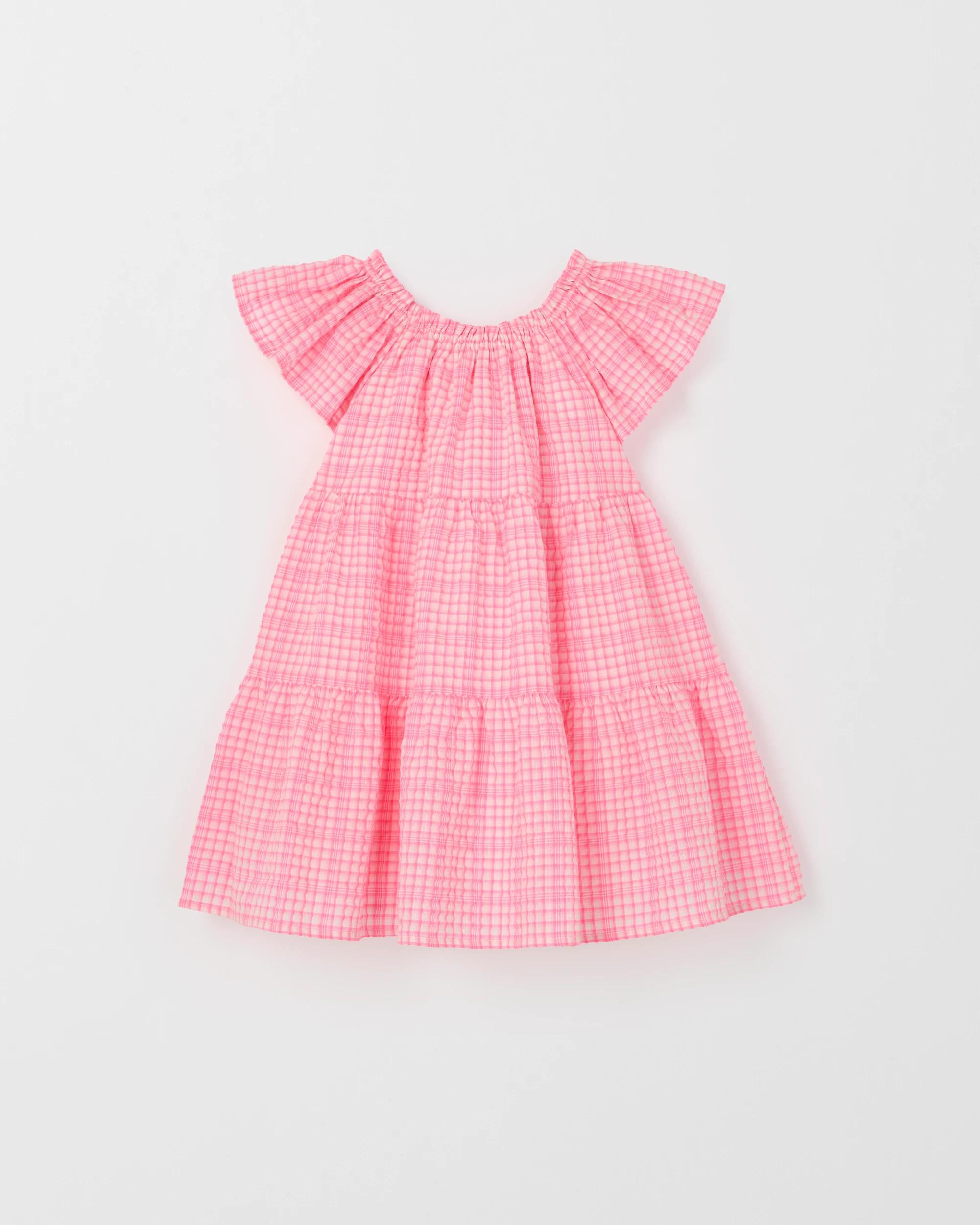 5 Target Kids Fashion Flutter Sleeve Woven Dress PINK + WHITE, 5 of 6