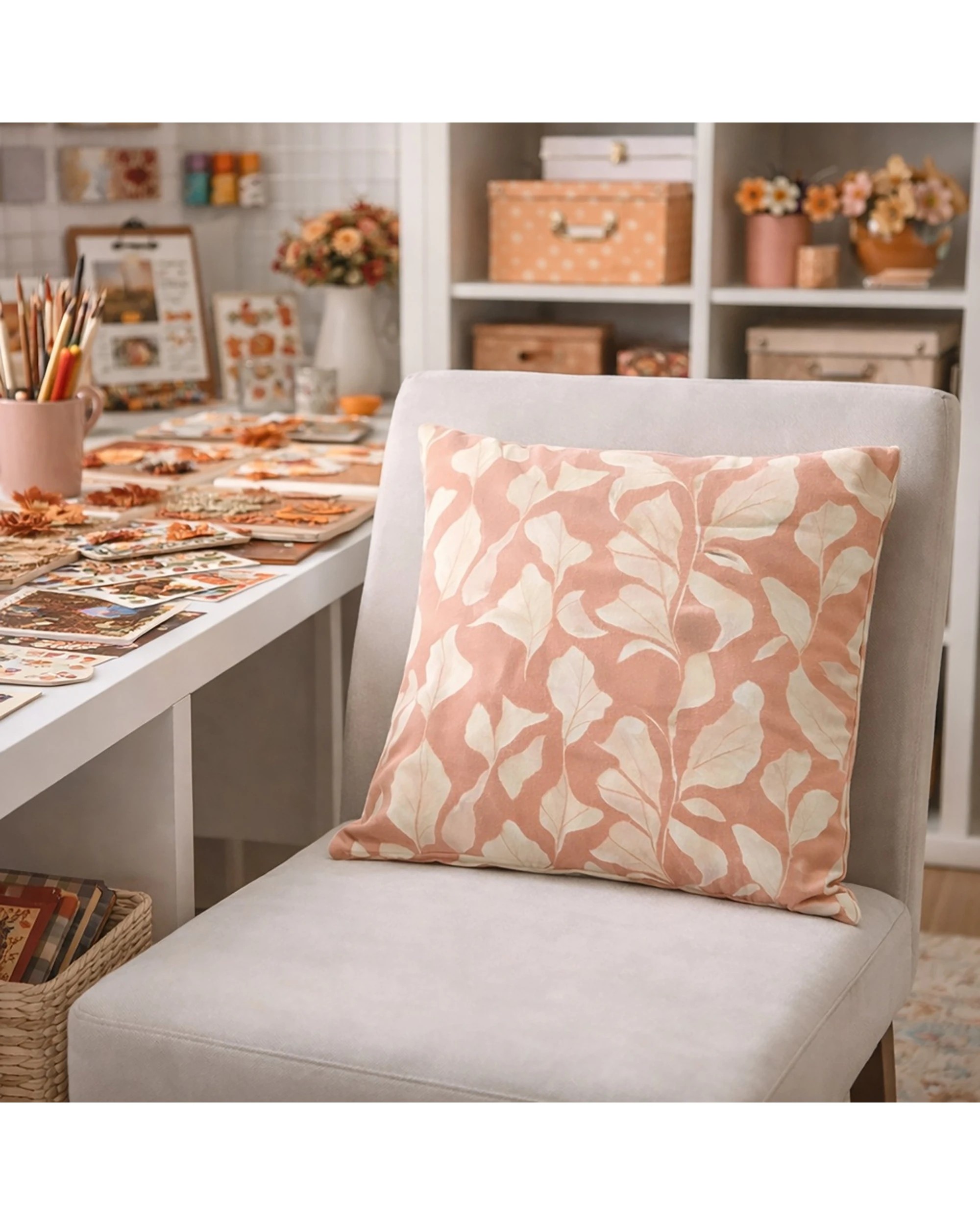 5 Urban Style Cushion Decorative Throw Pillow Terracotta Leaves 45x45cm - Orange, 5 of 6