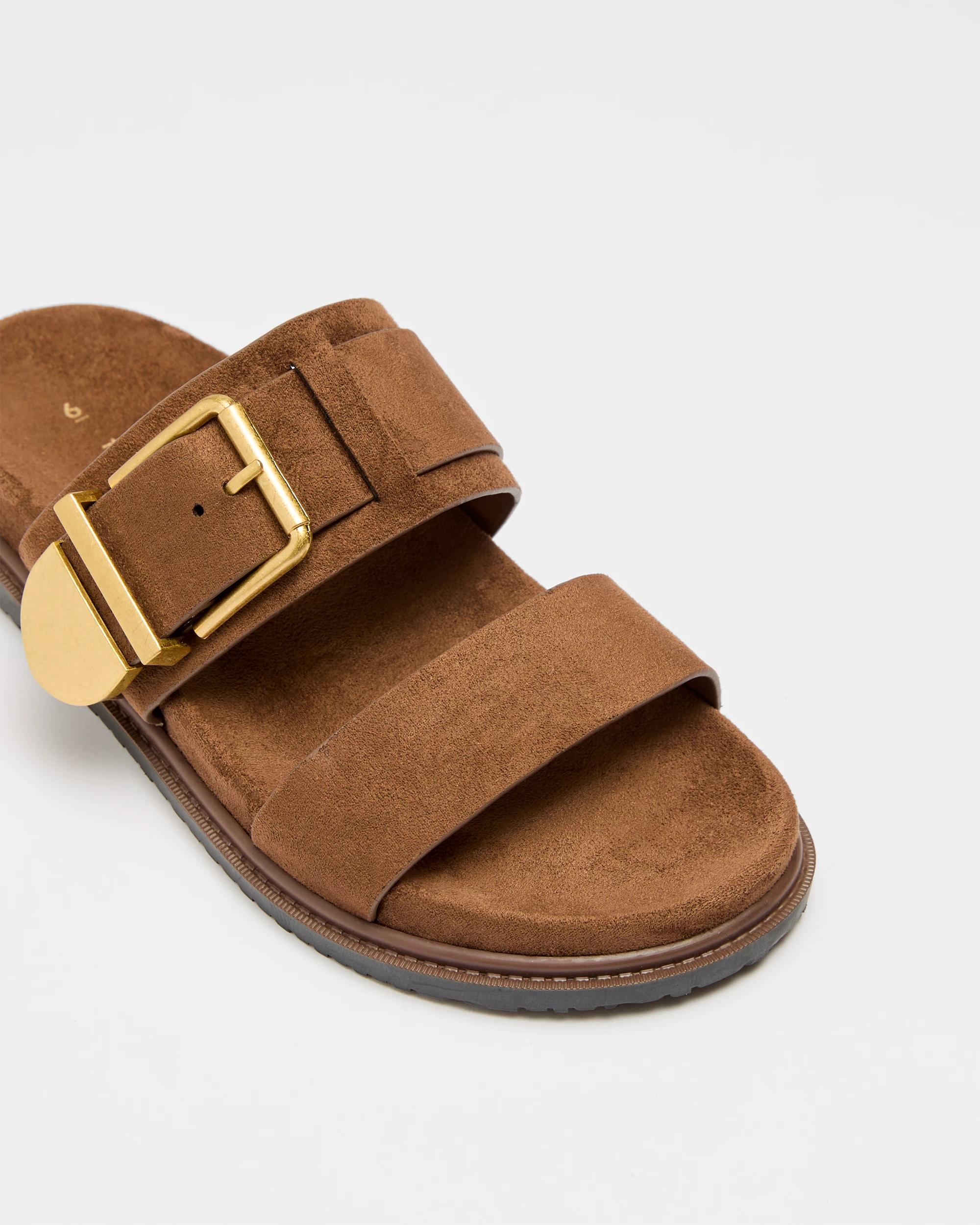 2 Target Womens Buckle Flat Sandal - Henna CHOC FAUX SUEDE, 2 of 3