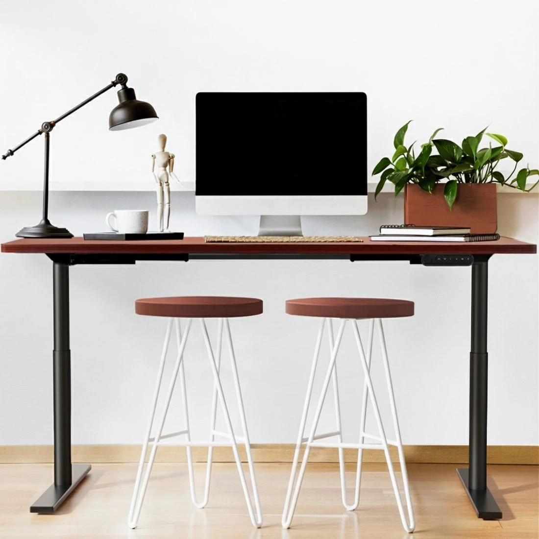 5 Artiss Standing Desk Motorised Electric Dual Motor Walnut 140CM - Brown, 5 of 5