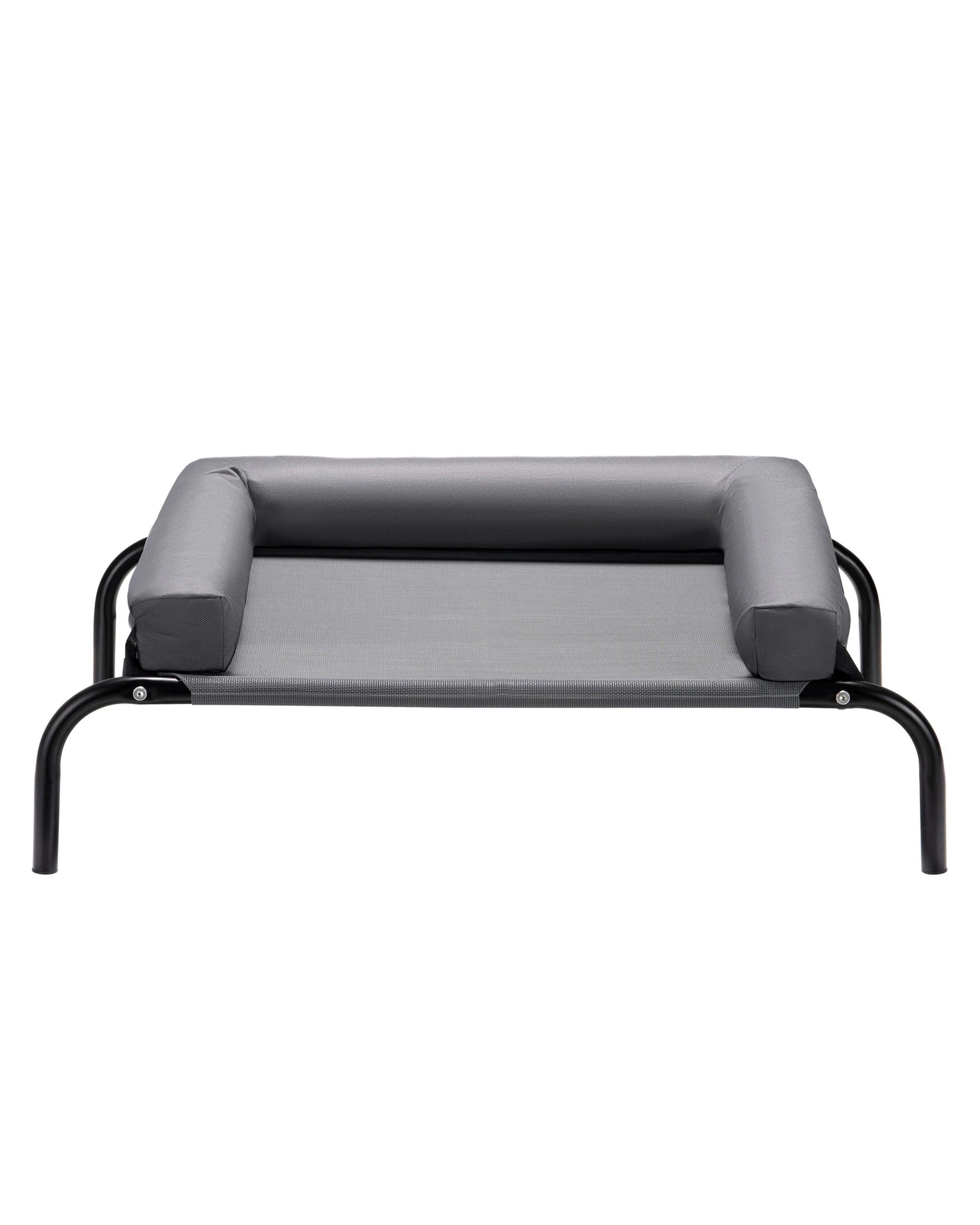 2 Petzly 64x88cm Elevated Trampoline Bolster Raised Pet Dog Bed Grey, 2 of 8