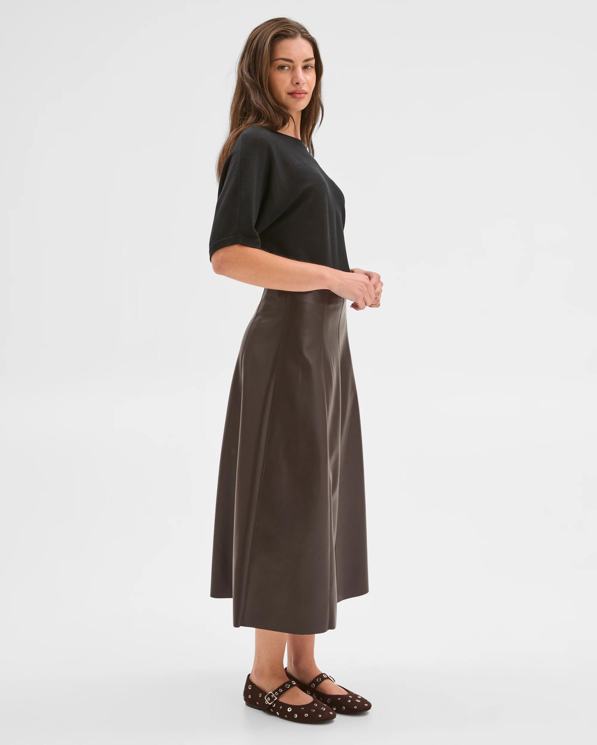 6 Target Petites Petites PU Panel A-Line Skirt DARK CHOCOLATE, 6 of 7