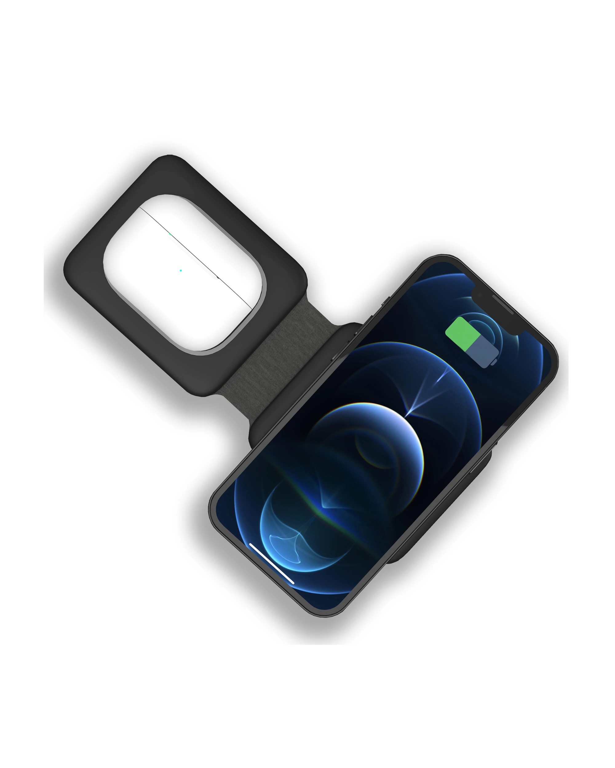 1 TODO 2 in 1 Wireless Phone Charger 15W Fast Charge Earphone QI Magnetic Charge Pad - Black, 1 of 5