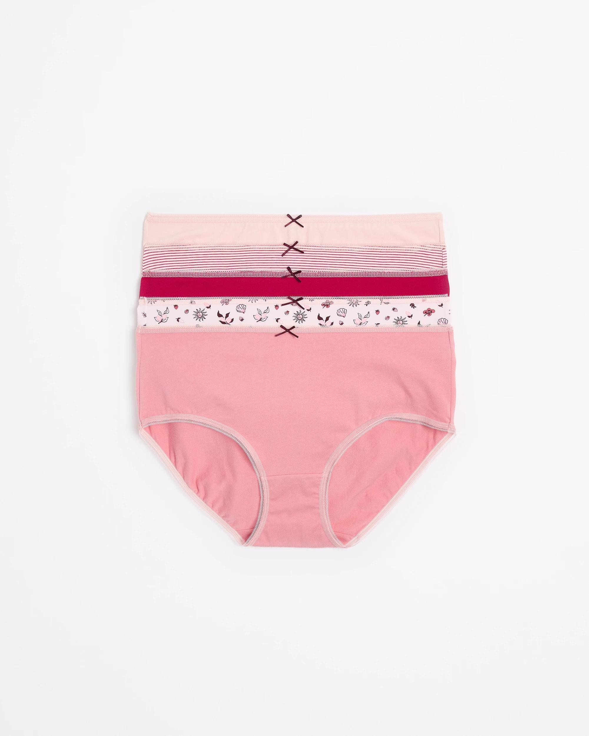 1 Target Womens Australian Cotton Midi Briefs 5 Pack BERRY MEDITERANEAN, 1 of 5