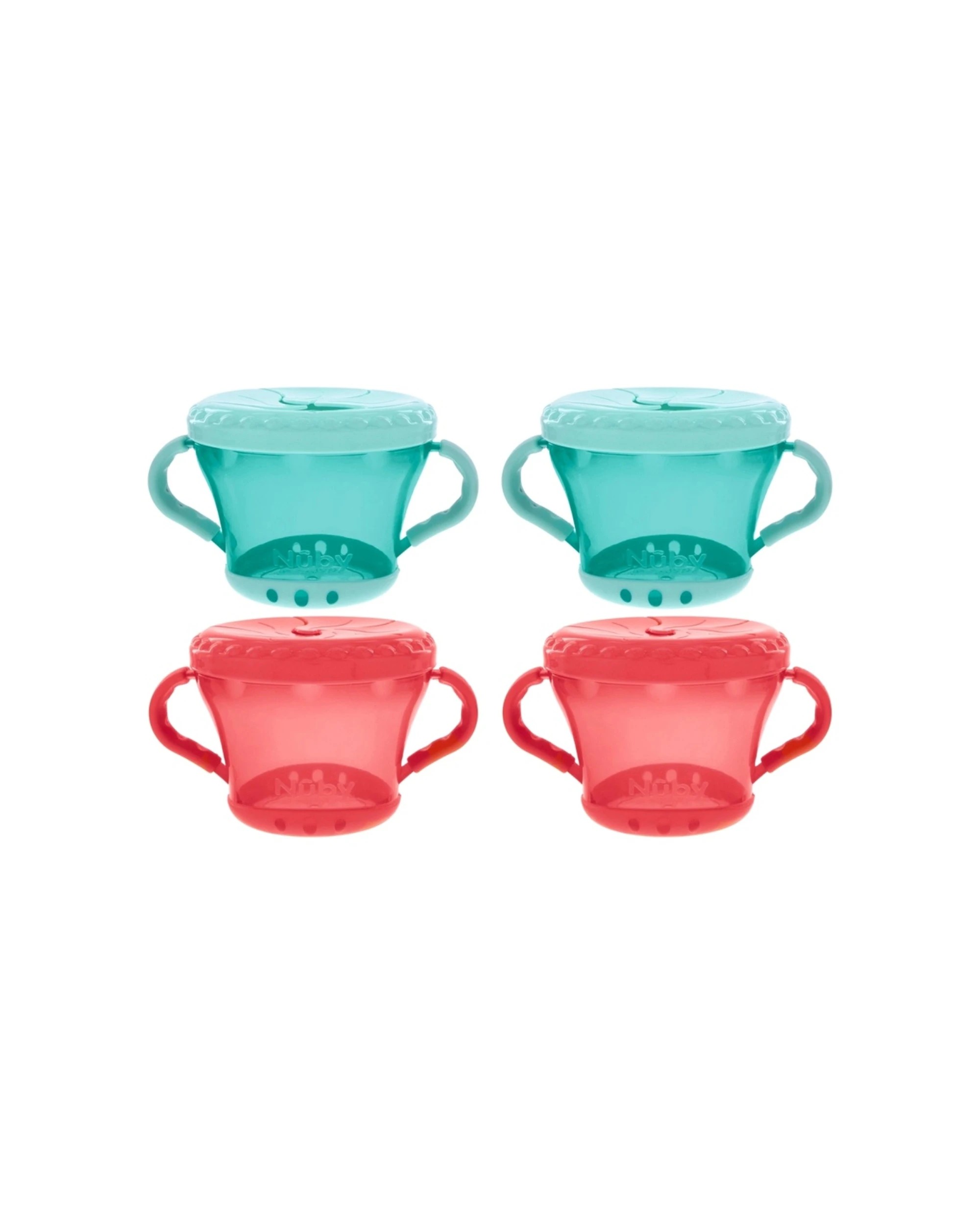 1 Nuby 2x 2pc Snack Keeper Soft Lid Kids Plastic Food Container Toddler - Multi, 1 of 3