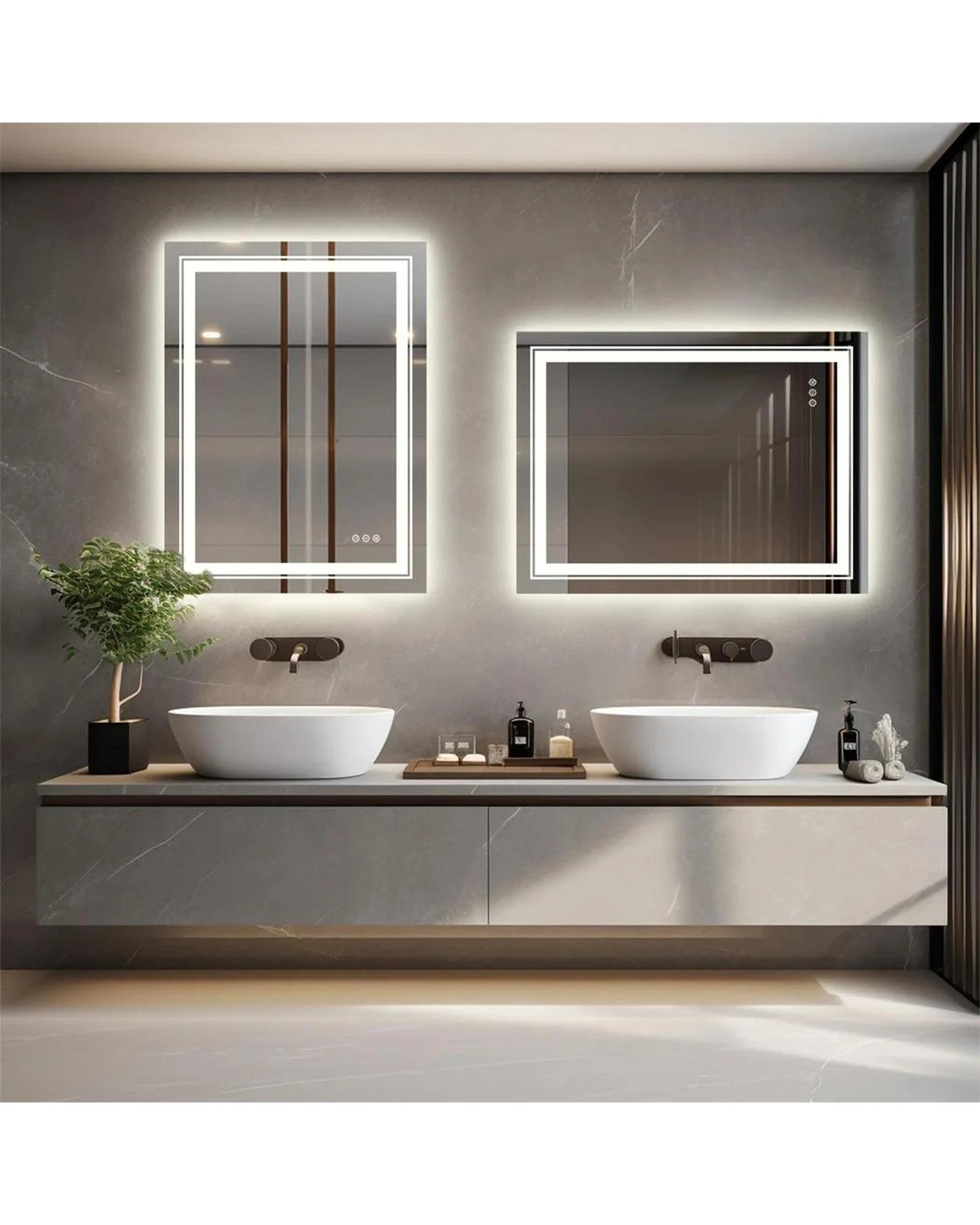 3 OAKORY 60x80cm Rectangular LED Smart Bathroom Mirror Front and Backlit Anti-Fog Dimmable, 3 of 4