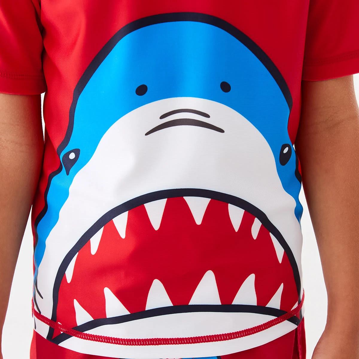 4 Printed Short Sleeve Rash Vest Flme Shark, 4 of 8
