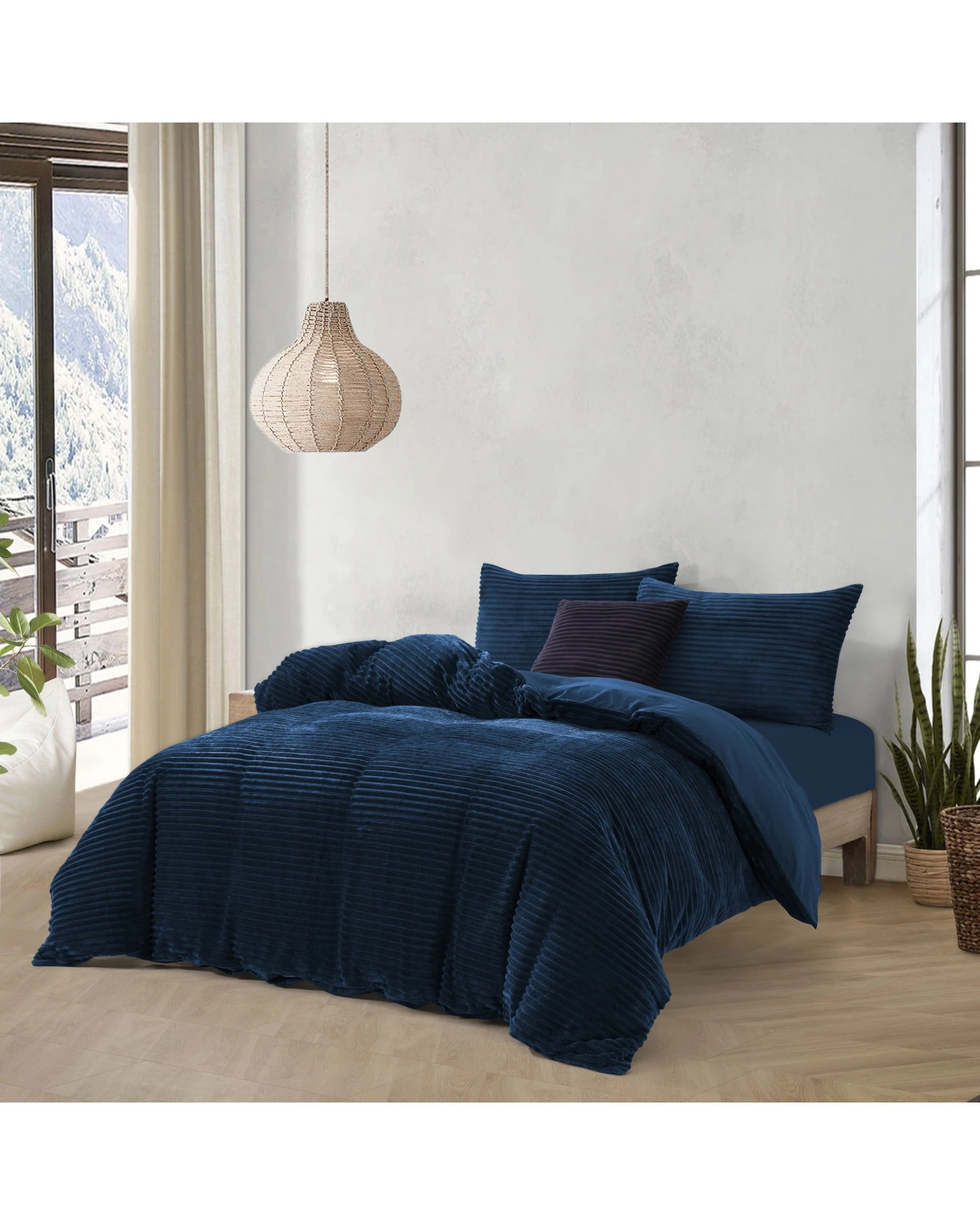 2 Dreamaker Signature Embossed Corduroy Fleece Quilt Cover Set - Single Bed - Teal, 2 of 8