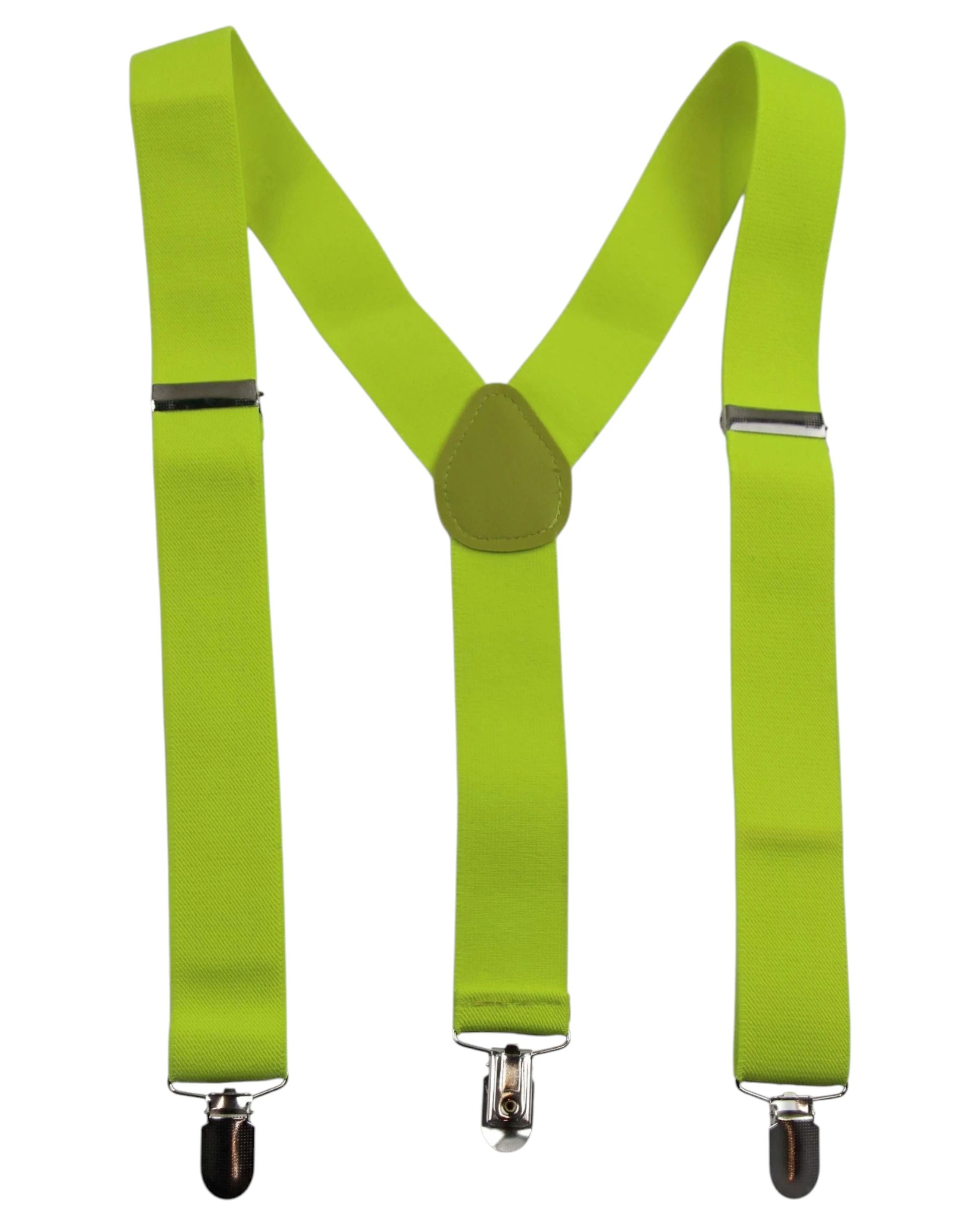 1 Zasel Mens Wide Heavy Duty Adjustable 100cm Fluro Yellow Suspenders, 1 of 4