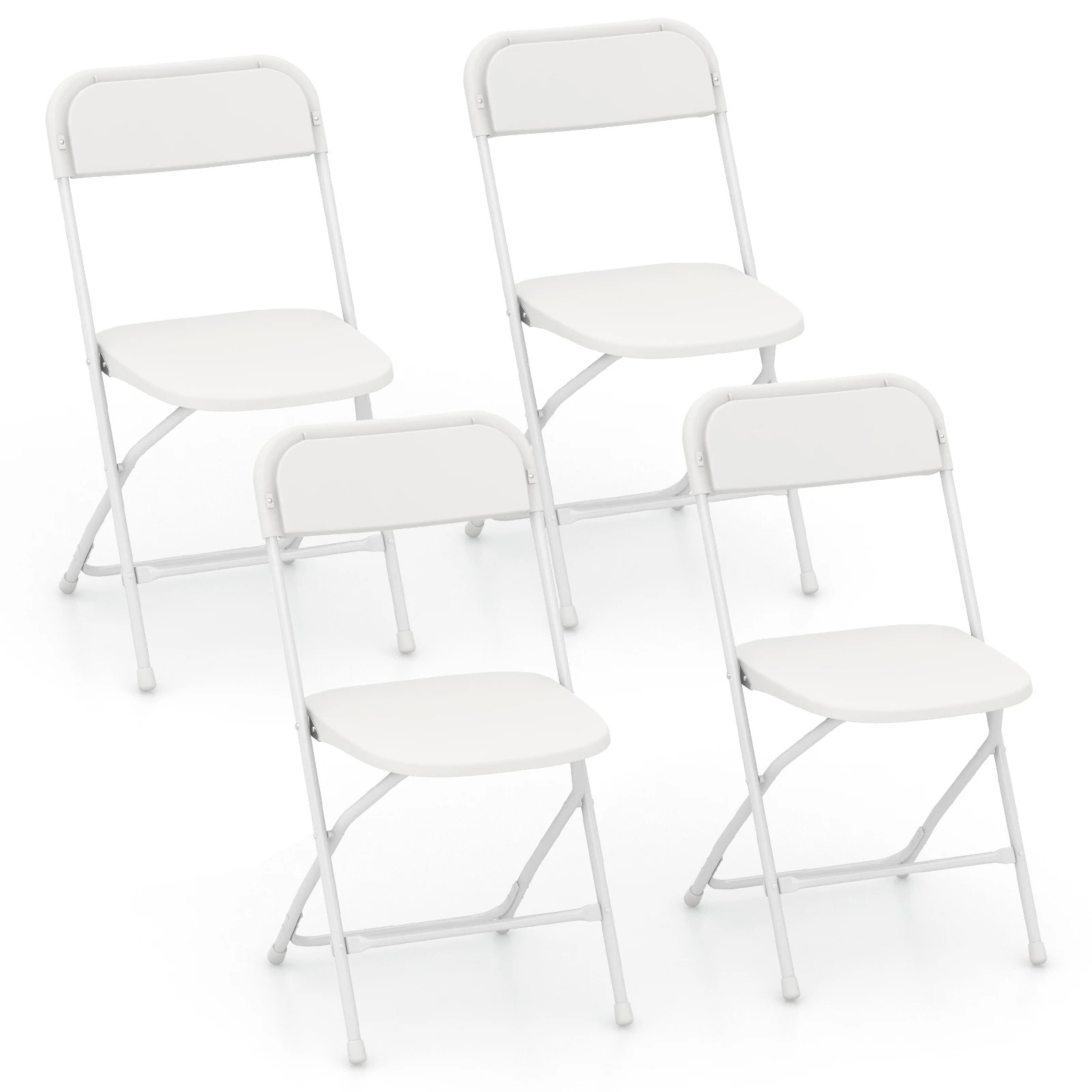 1 Costway 4PCS Outdoor Patio Chairs Folding Portable Chairs Dining Chair - White, 1 of 1