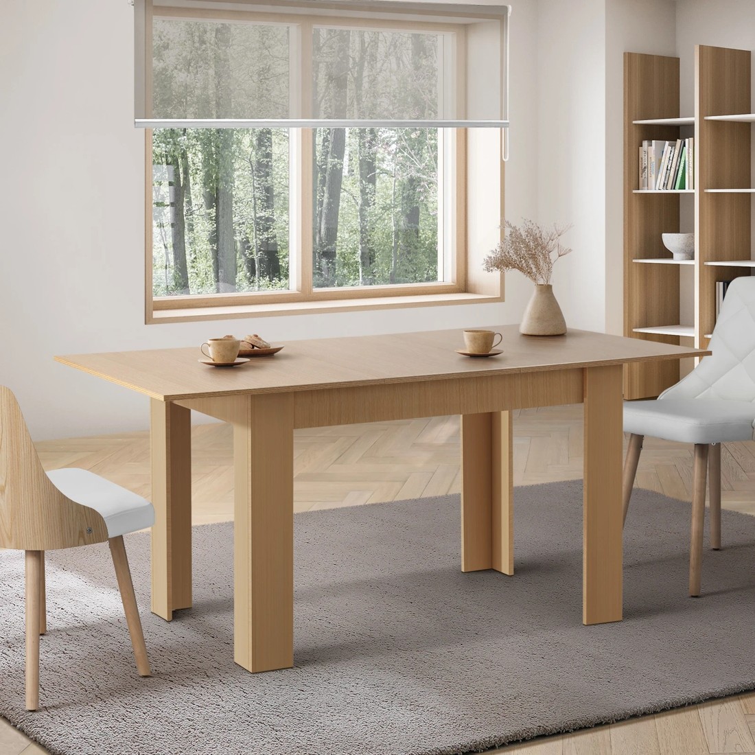 2 Oikiture 160cm Extendable Dining Table Kitchen Restaurant Cafe Table
 - Natural, 2 of 8