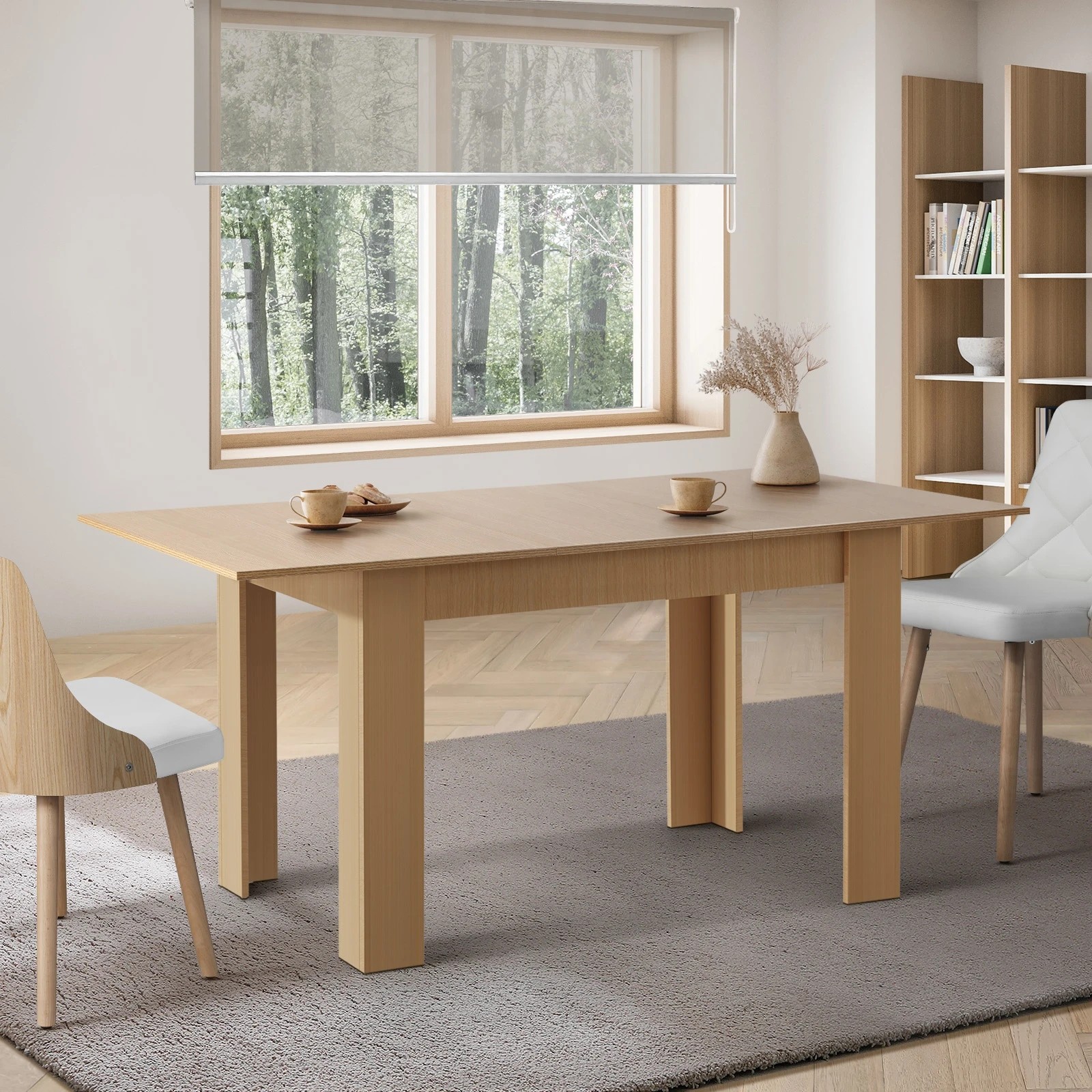 2 Oikiture 160cm Extendable Dining Table Kitchen Restaurant Cafe Table
 - Natural, 2 of 8