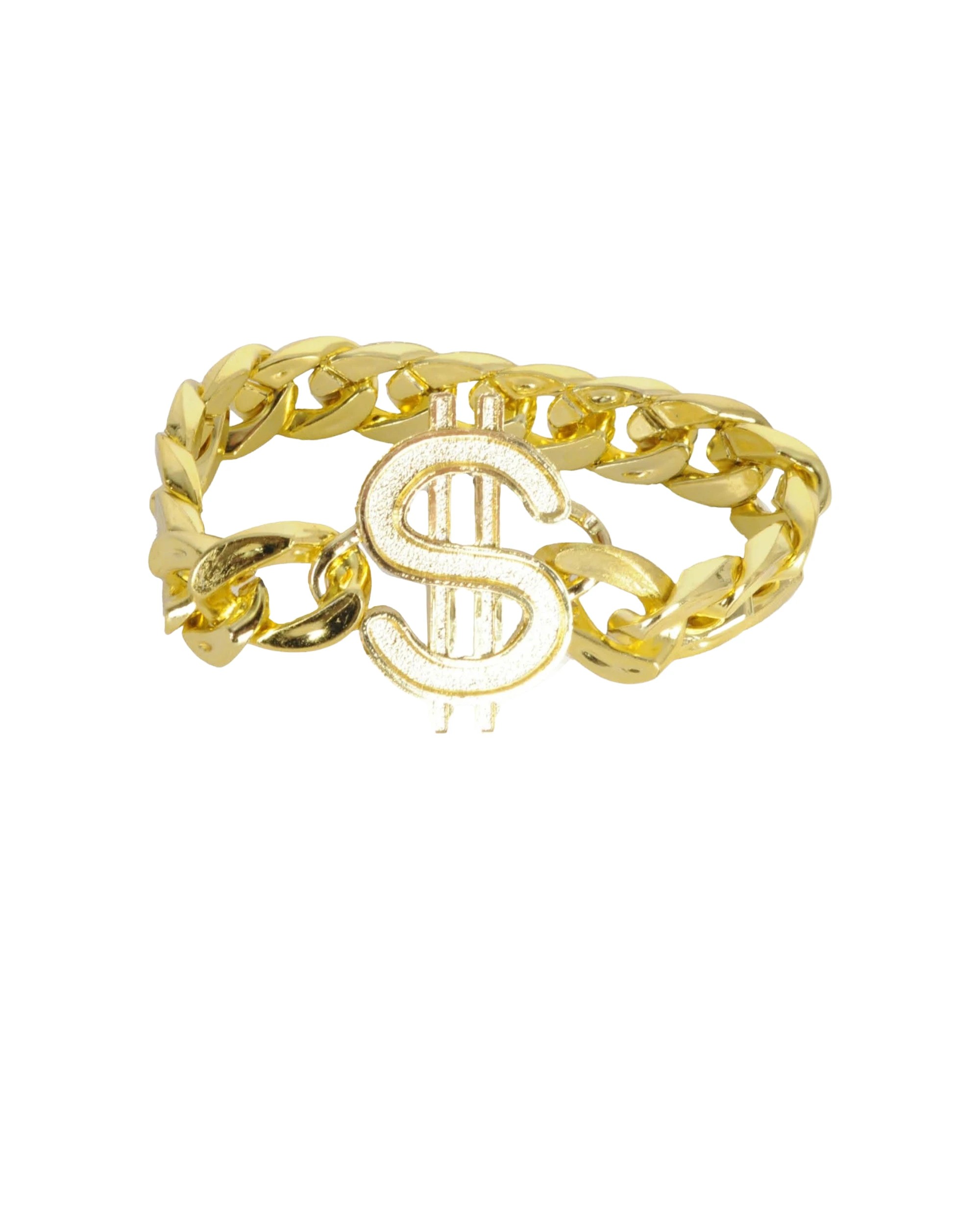 1 JD Party Dollar Sign Chain Bracelet Statement Party Accessory - Gold, 1 of 1