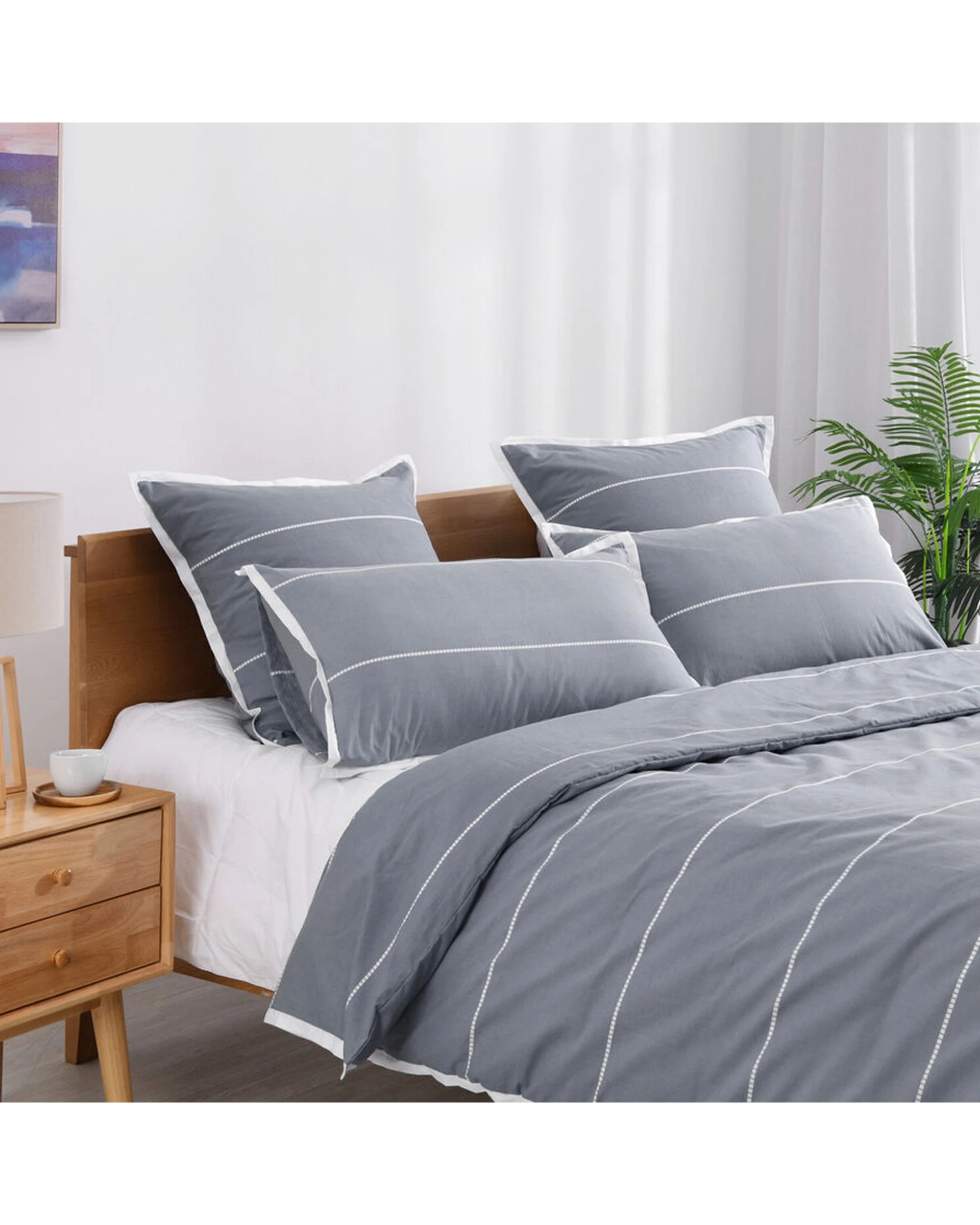 2 Jason Commercial Calista Quilt Cover Set Granite 270x240cm - Grey, 2 of 3
