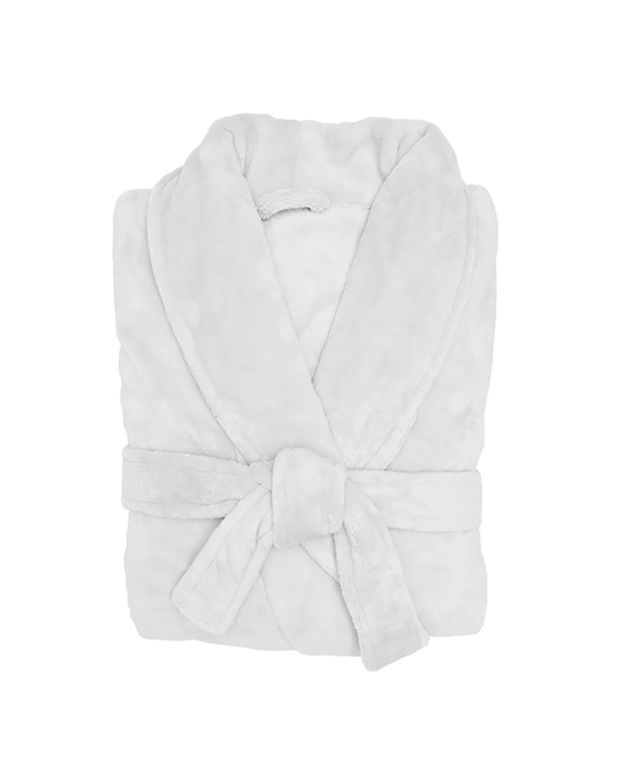 1 Bambury Soft Microplush Coral Fleece Bathrobe Dressing Gown Size Medium/Large - White, 1 of 7