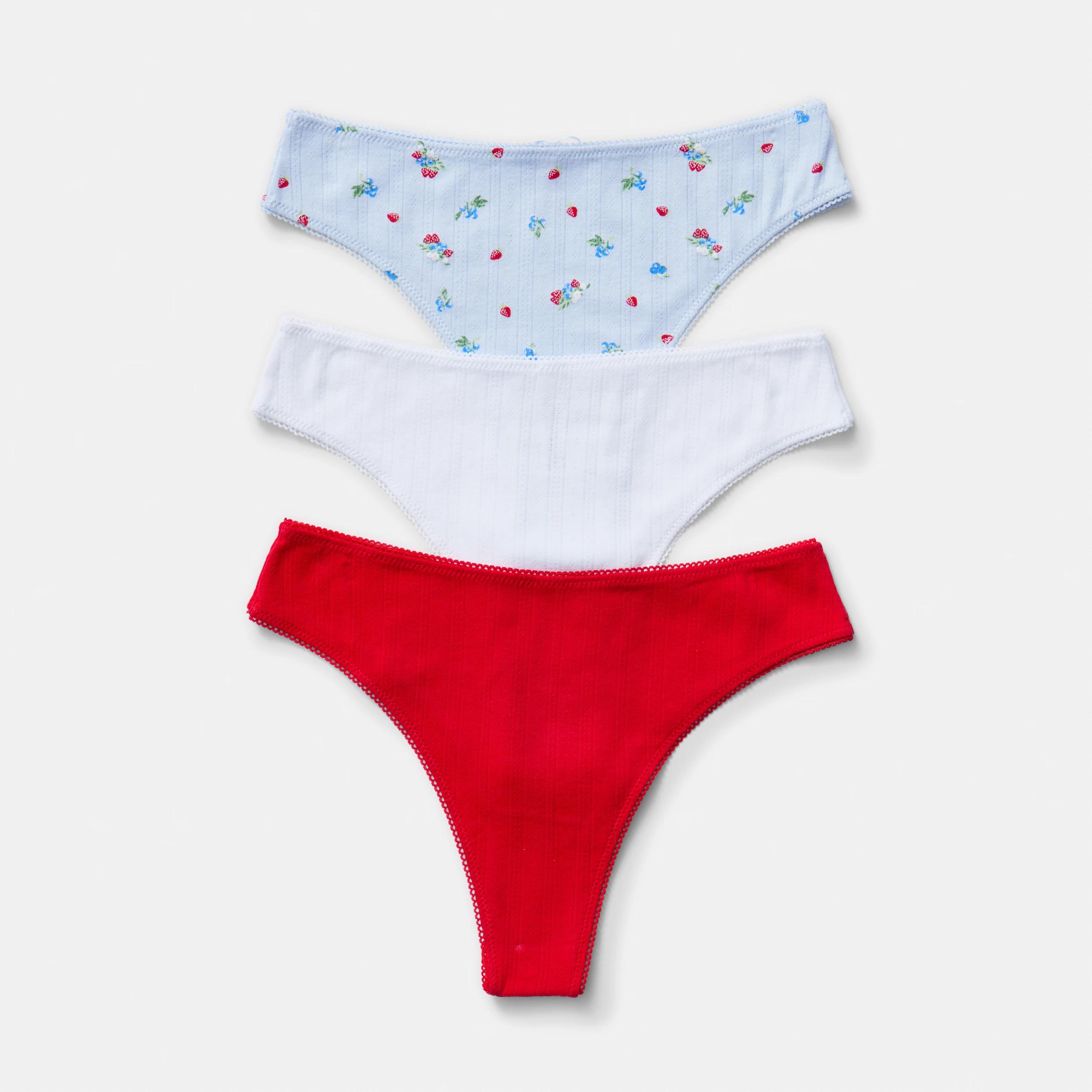 2 3 Pack Pointelle Cheeky Bikini Briefs Fruits, 2 of 9