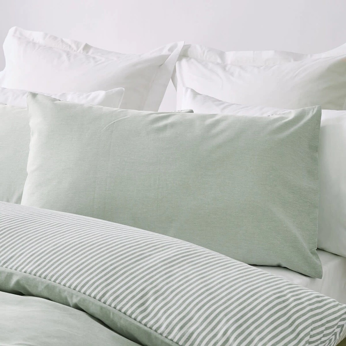 3 Chambray Cotton Rich Reversible Quilt Cover Set - Queen Bed, Seagrass, 3 of 7