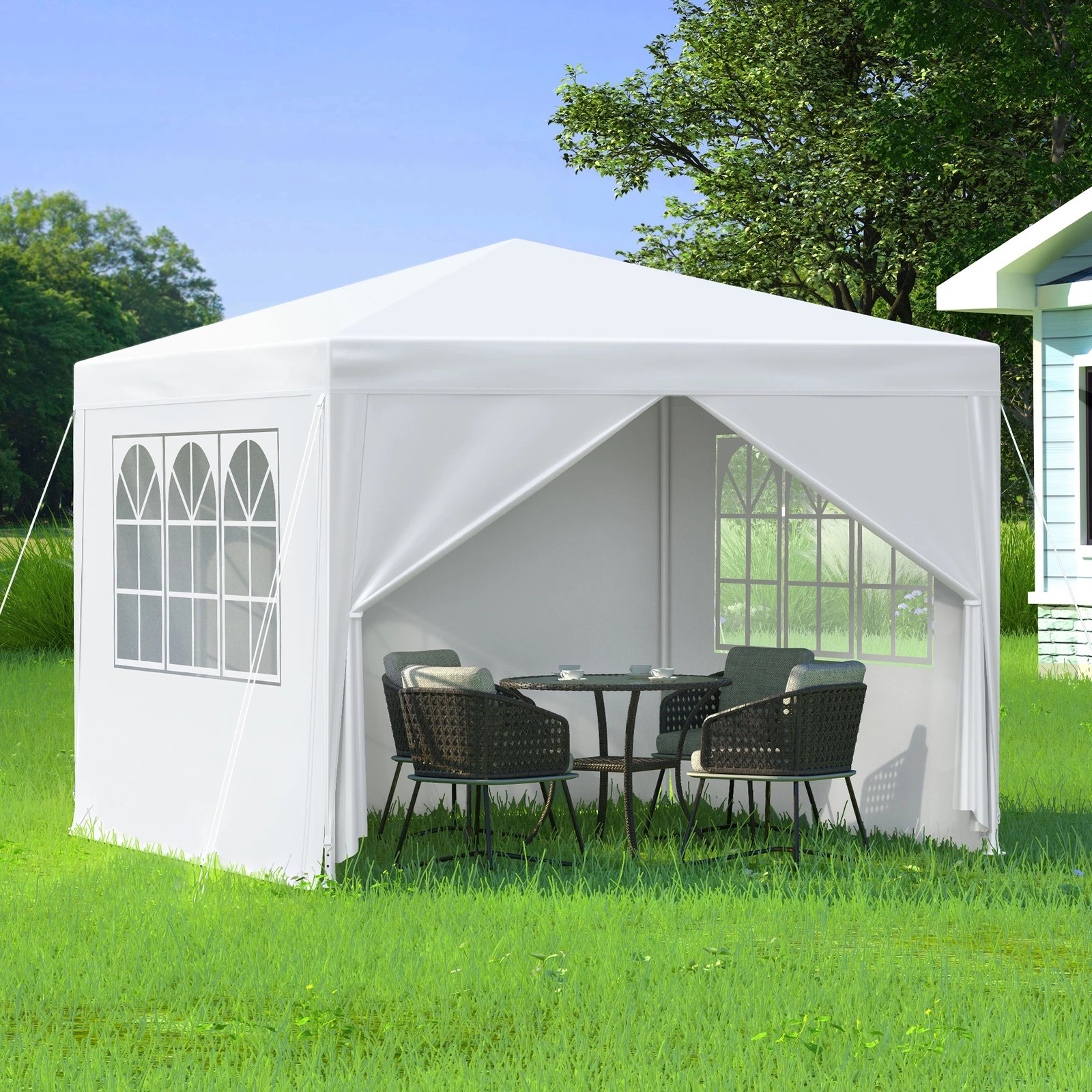 2 Alfordson Gazebo Outdoor Wedding Party Tent Camping Portable Side Wall 3x3m - White, 2 of 7